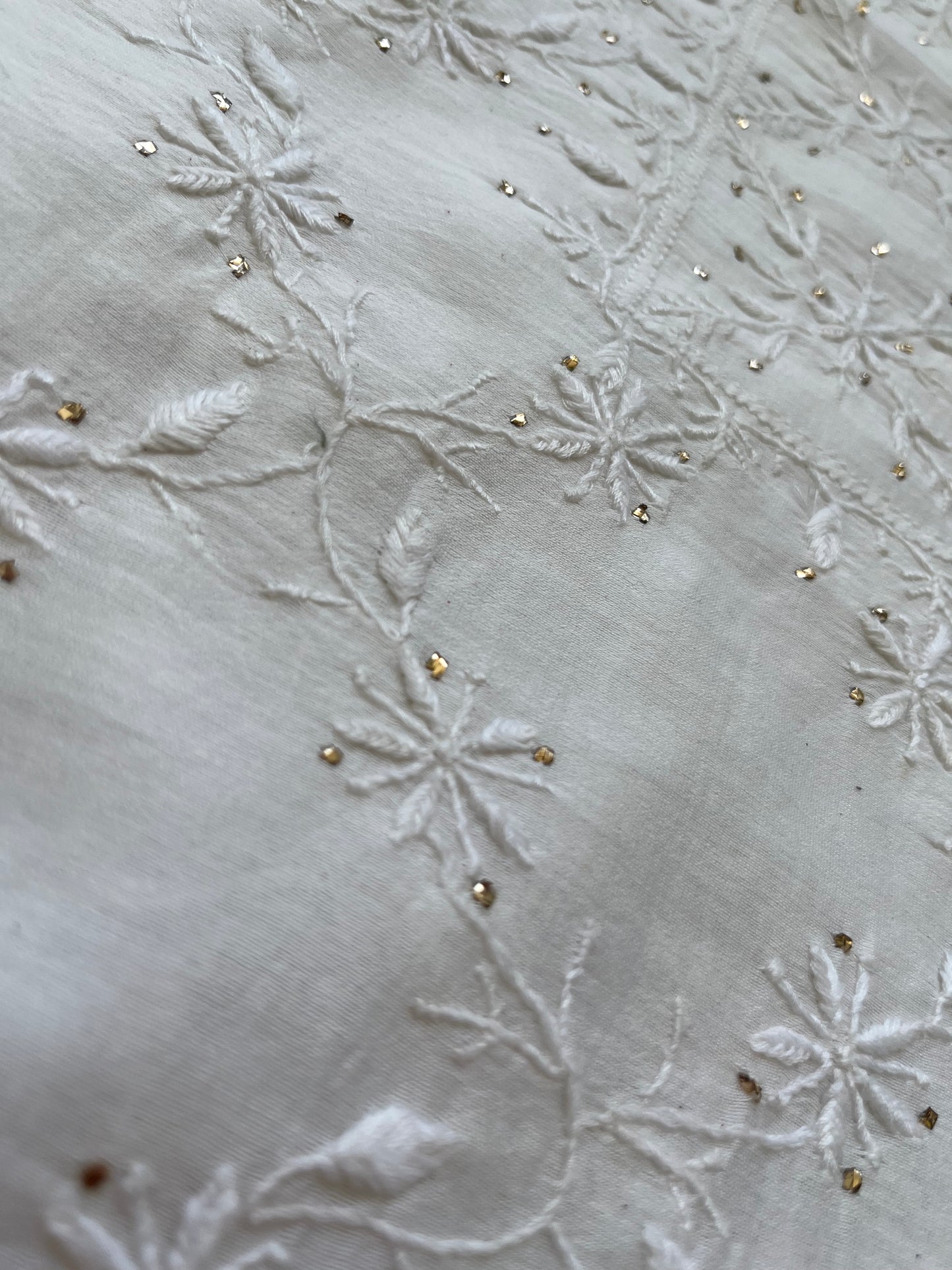 Chanderi Chikankari Kurta organza silk Dupatta