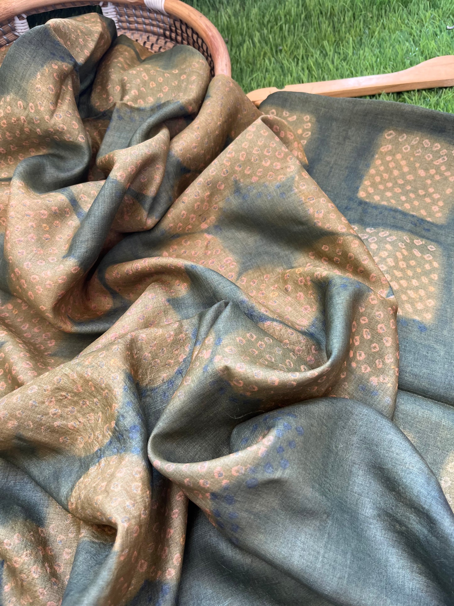 Tussar Silk Bandhani Kurta Dupatta