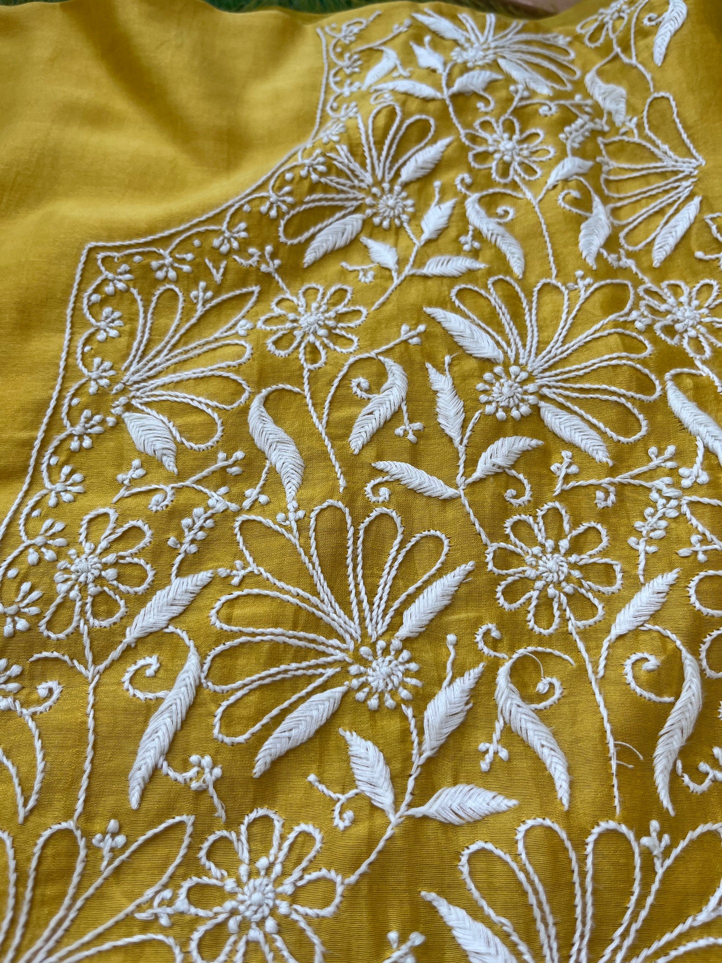 Chanderi chikankari kurta