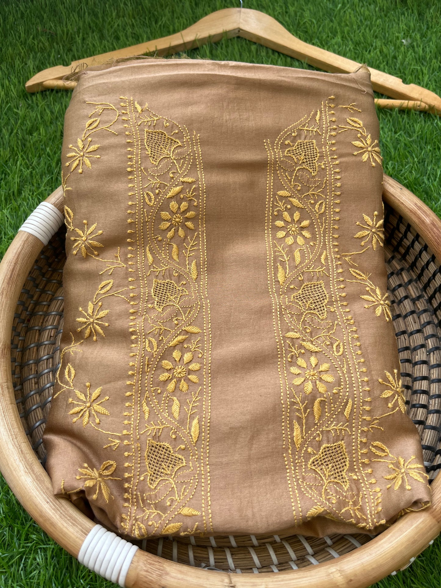 Chanderi chikankari kurta