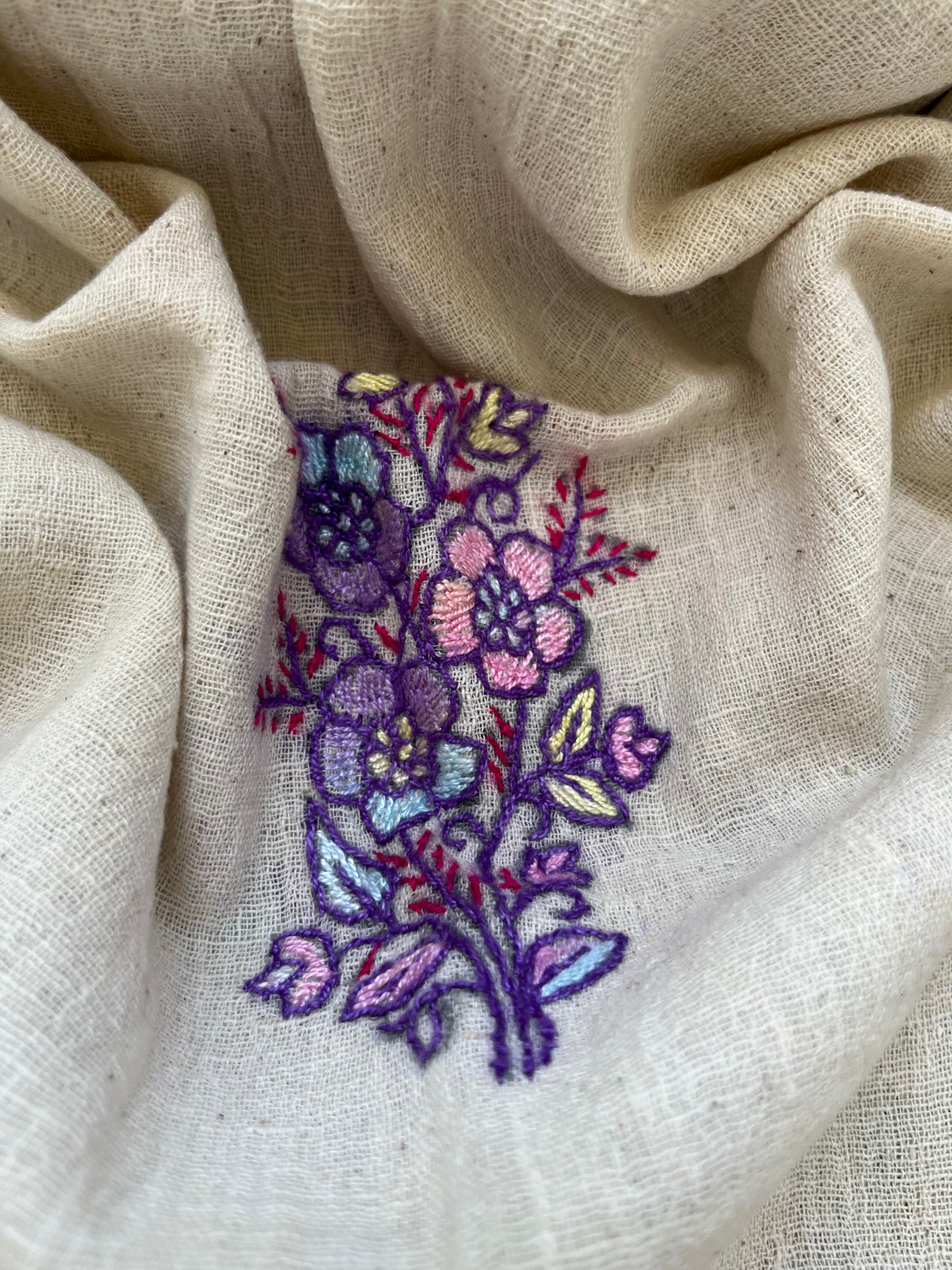 Kala Cotton kashmiri thread work stole