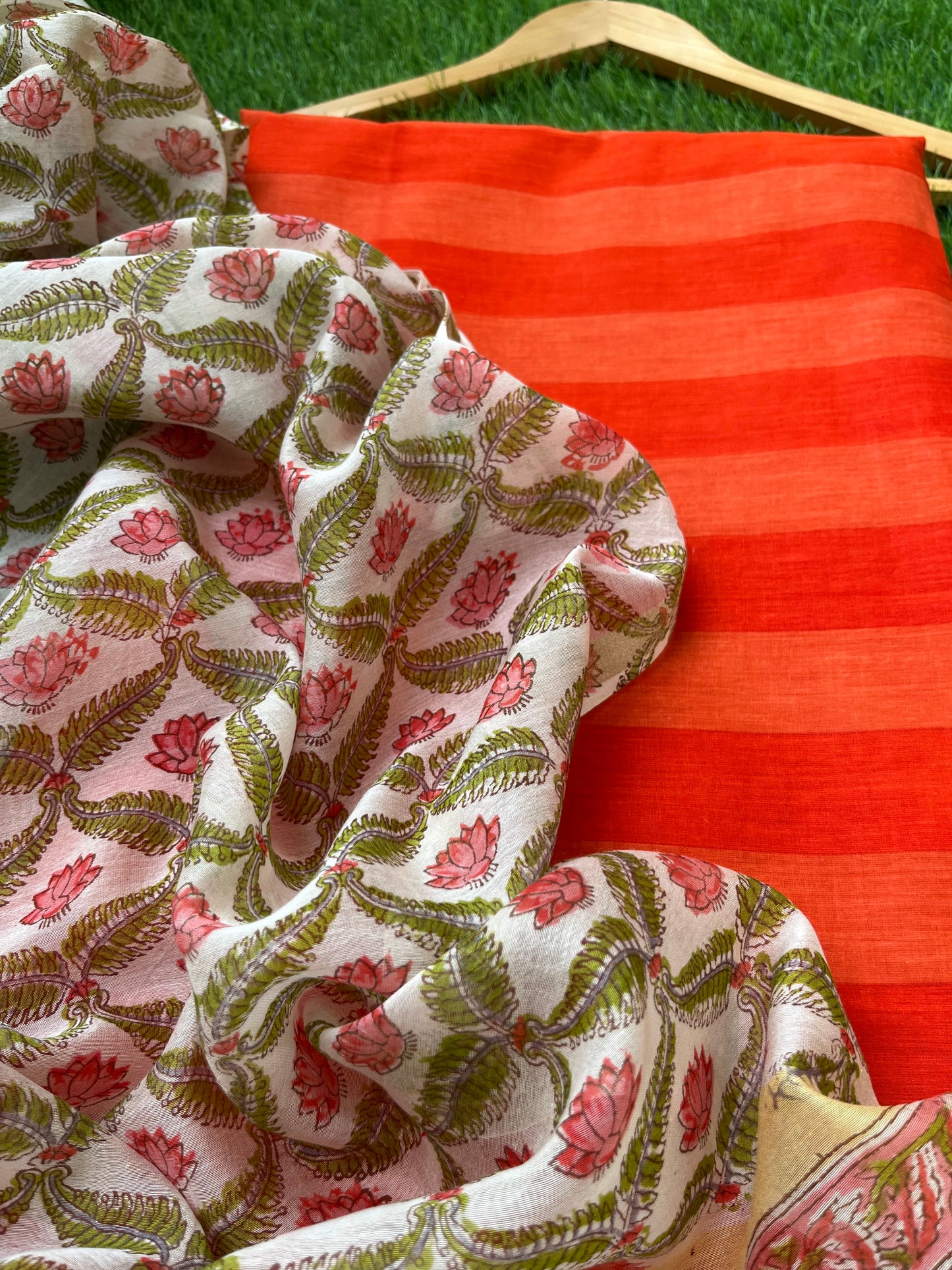 Cotton striped kurta bottom bandhani dupatta