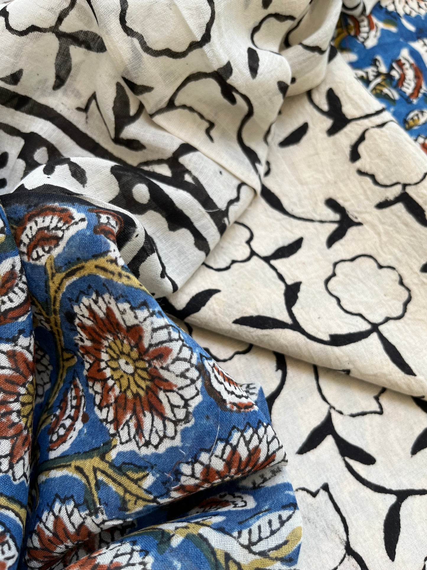 Cotton Kalamkari block print kurta bottom Dupatta