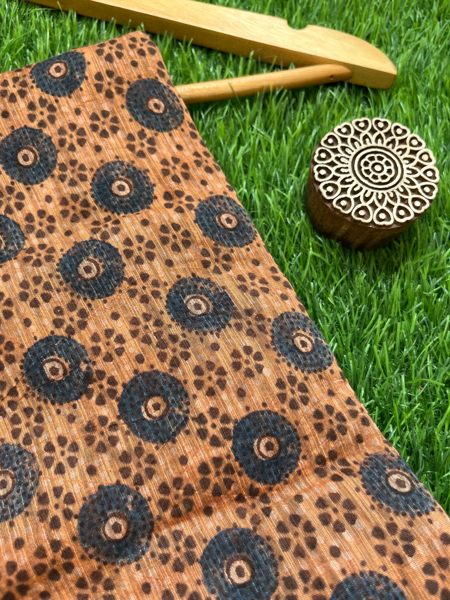 Ajrakh Chanderi fabric