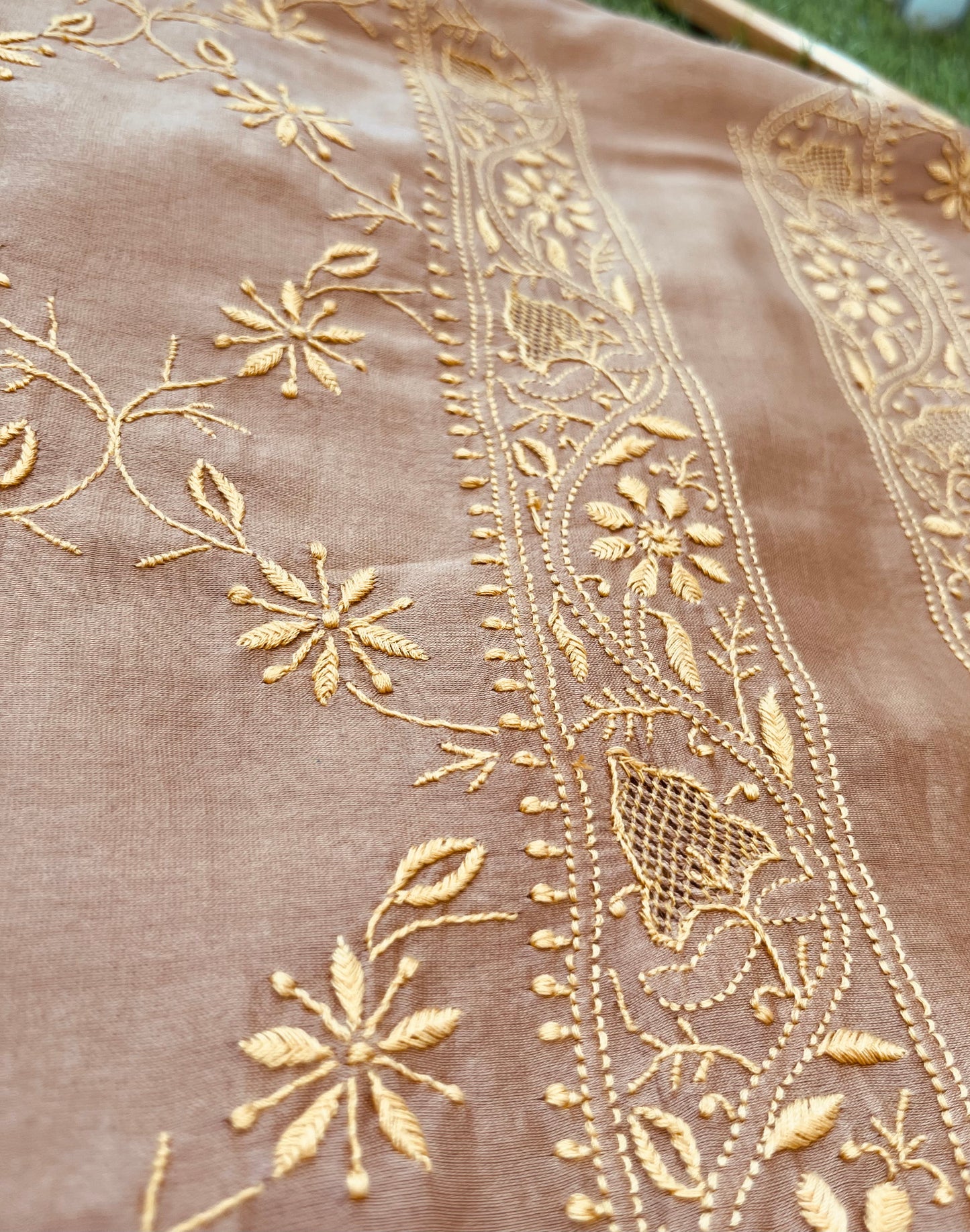 Chanderi chikankari kurta