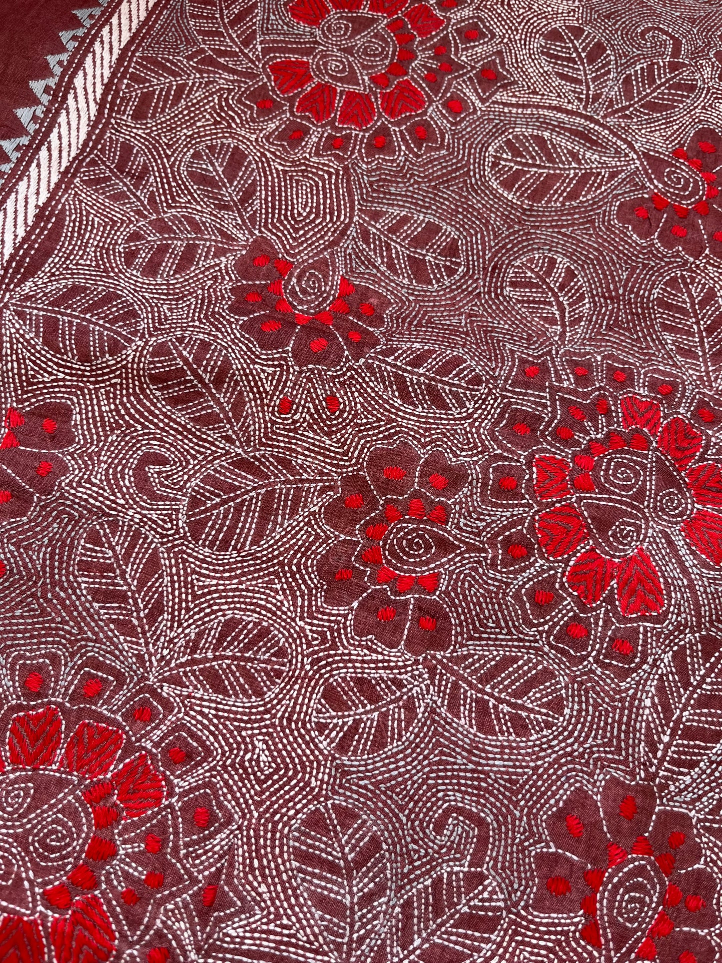 Silk Kantha work kurta fabric