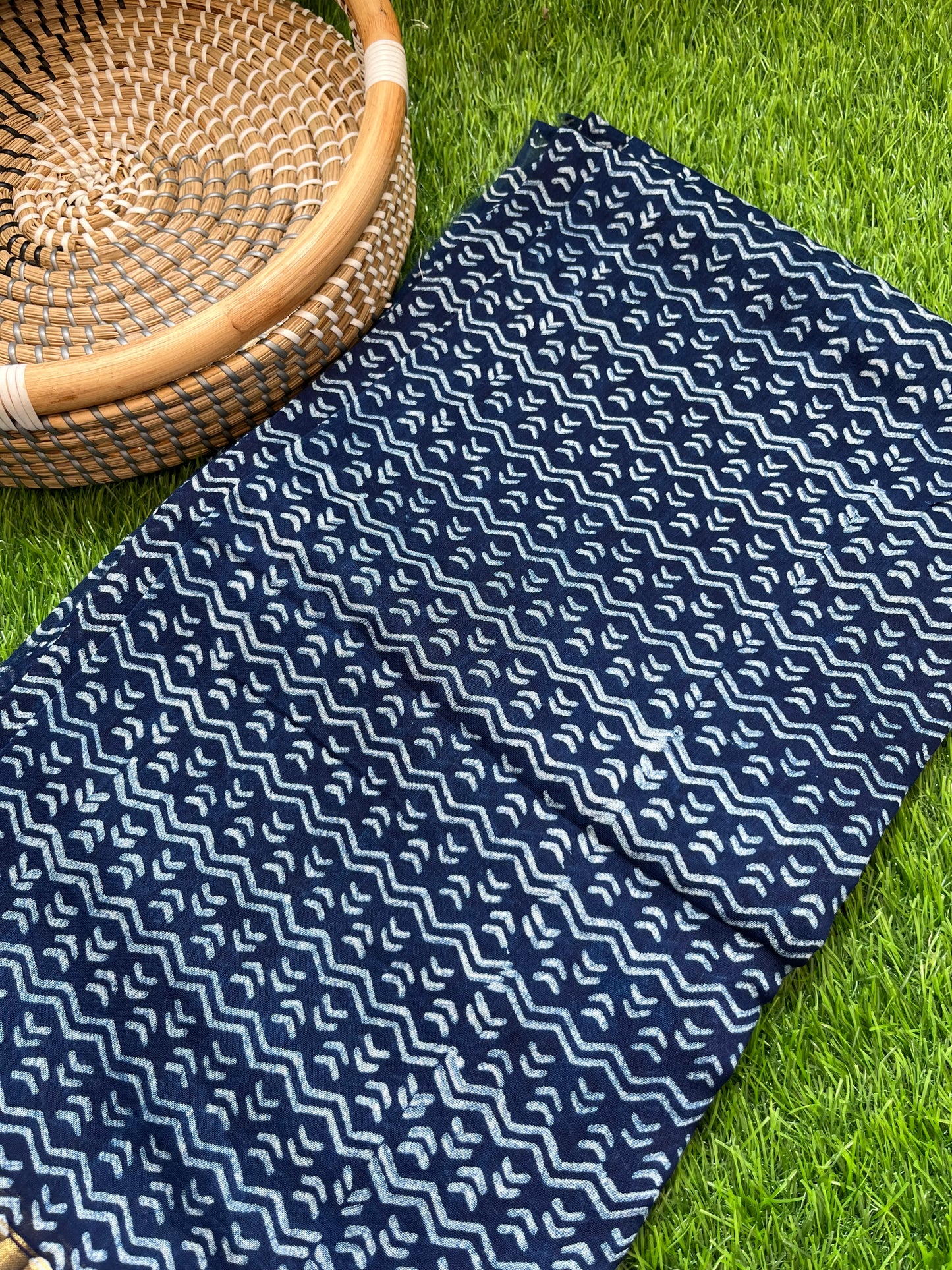 Chanderi indigo fabric