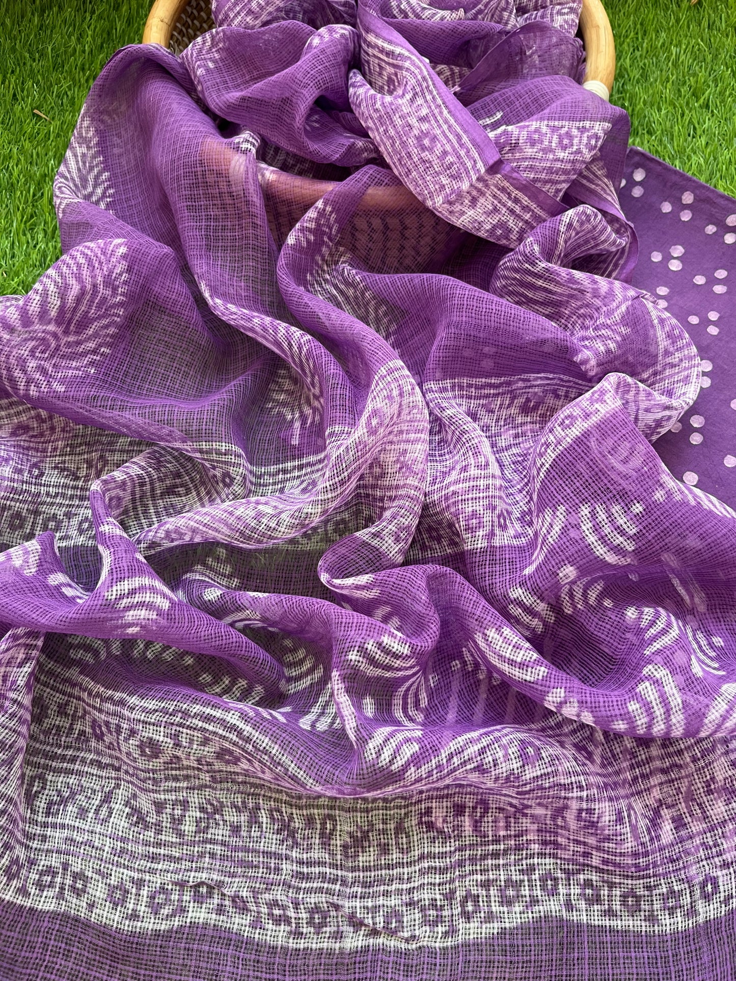 Block print kota doria Dupatta and cotton Kurta bottom