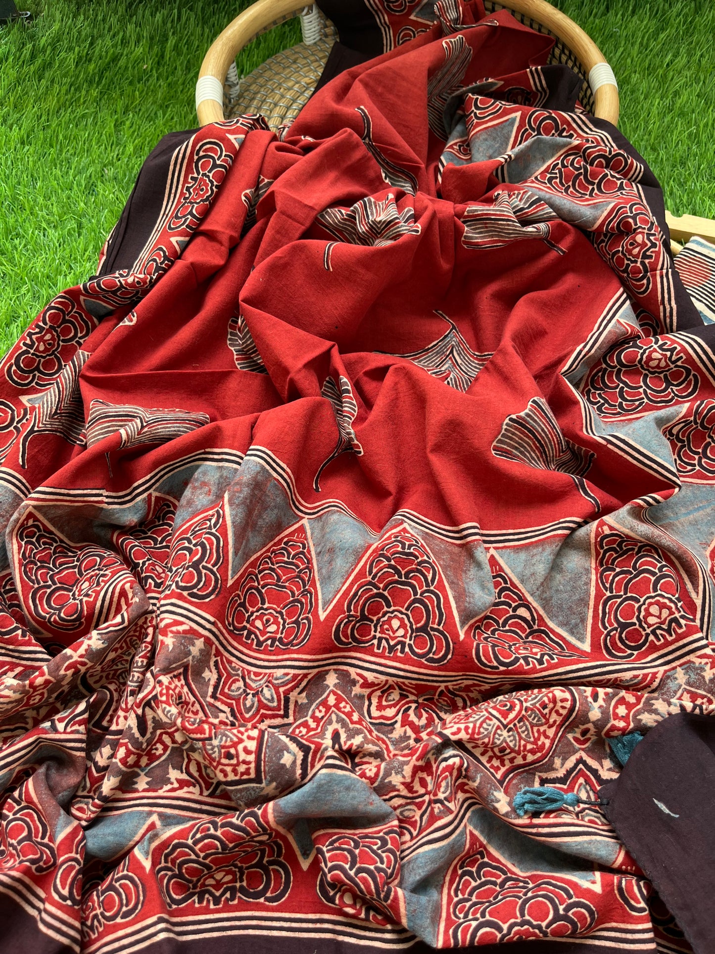 Ajrakh cotton Kurta bottom and dupatta