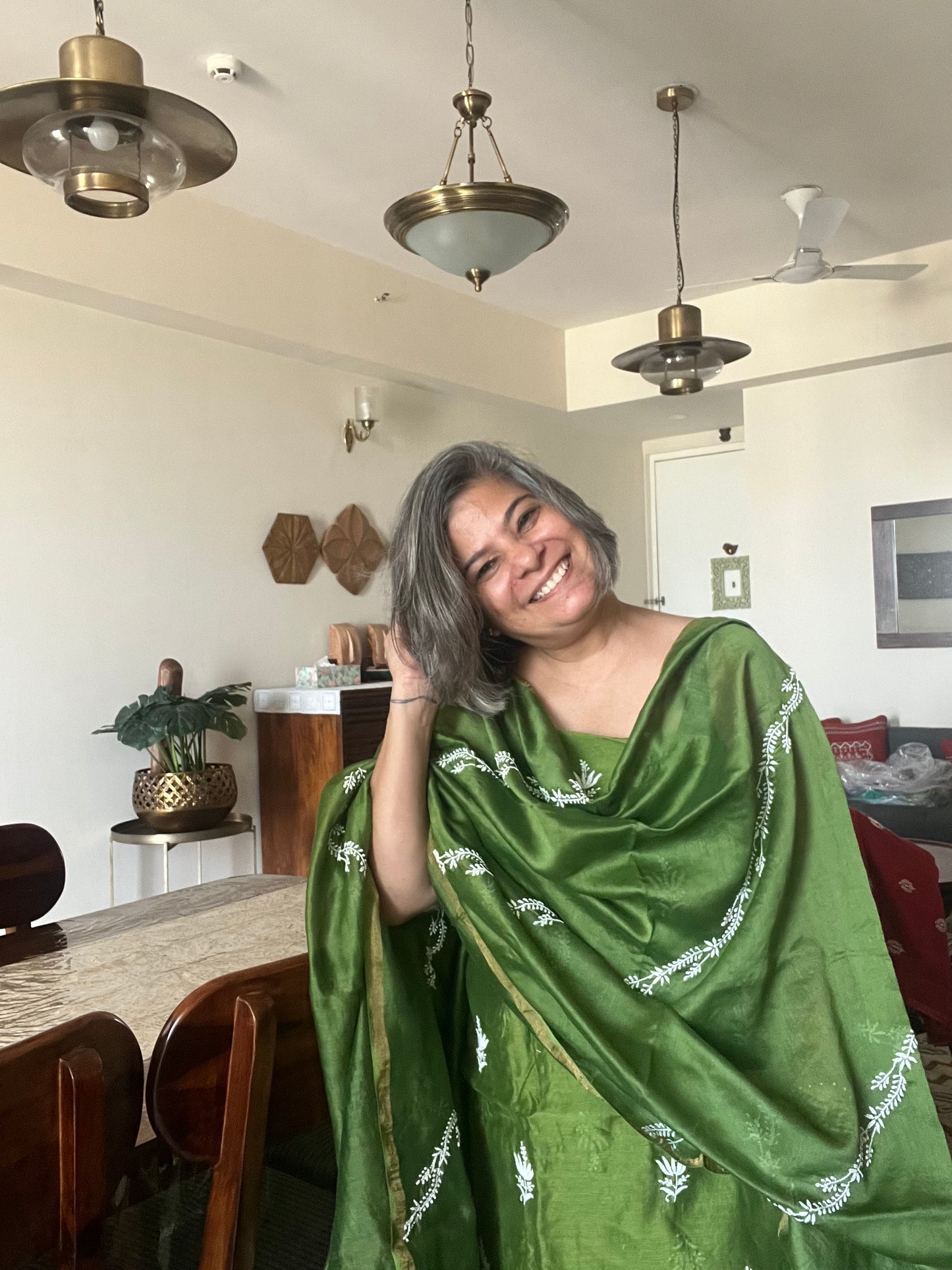 Chanderi chikan kurta and Dupatta