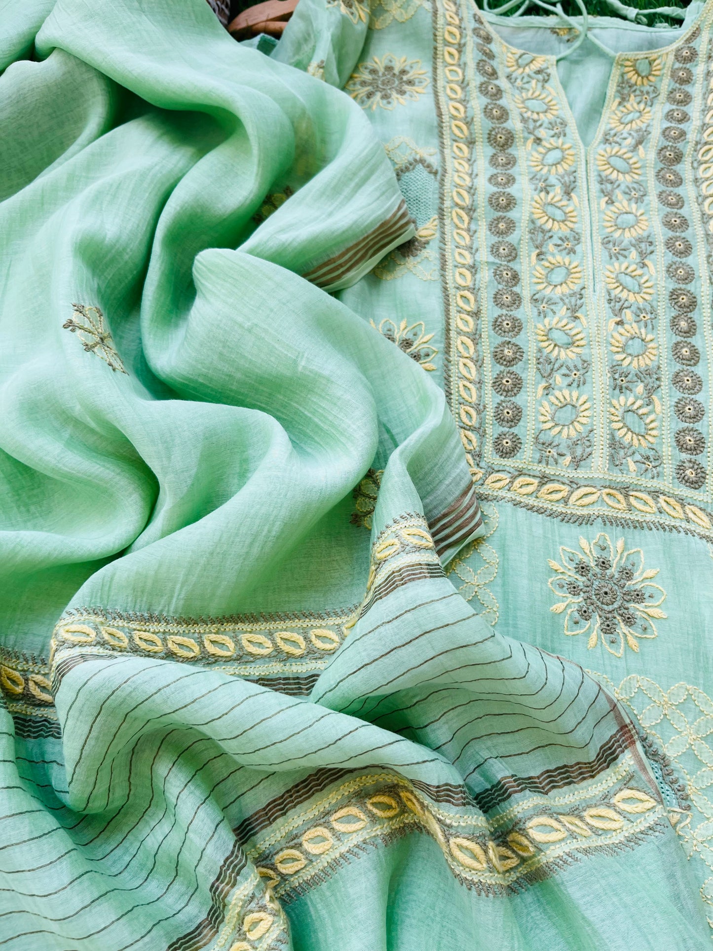Chanderi Chikankari Kurta Dupatta
