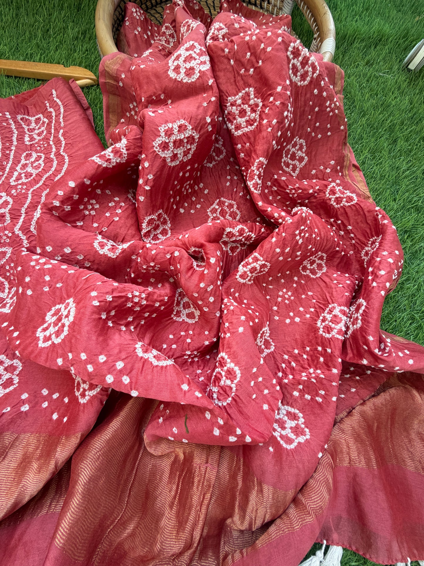 Chanderi Bandhani kurta dupatta