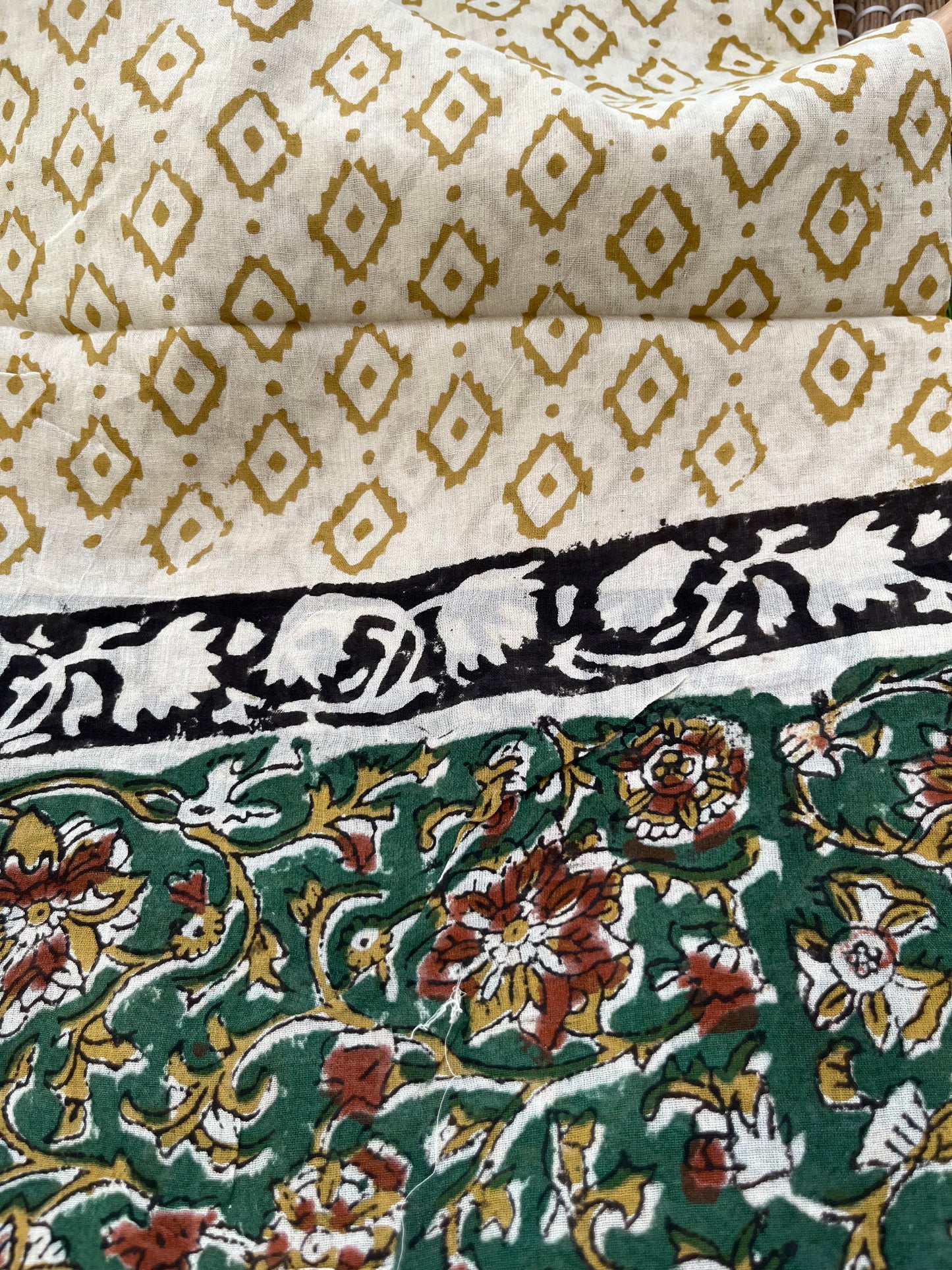Cotton Kalamkari block print kurta bottom Dupatta