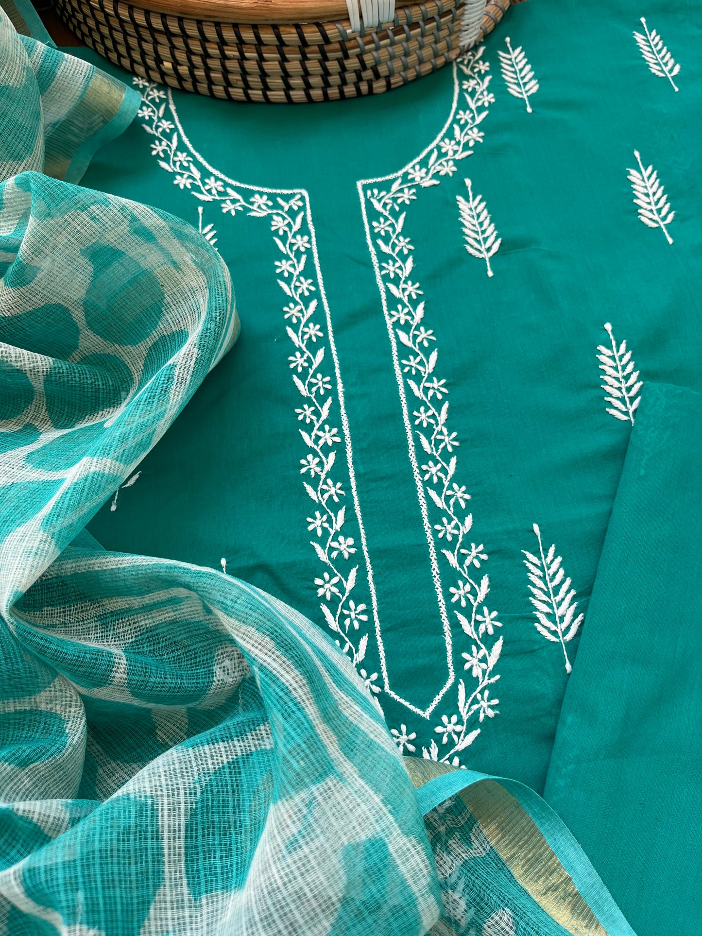 Cotton chikan kurta bottom