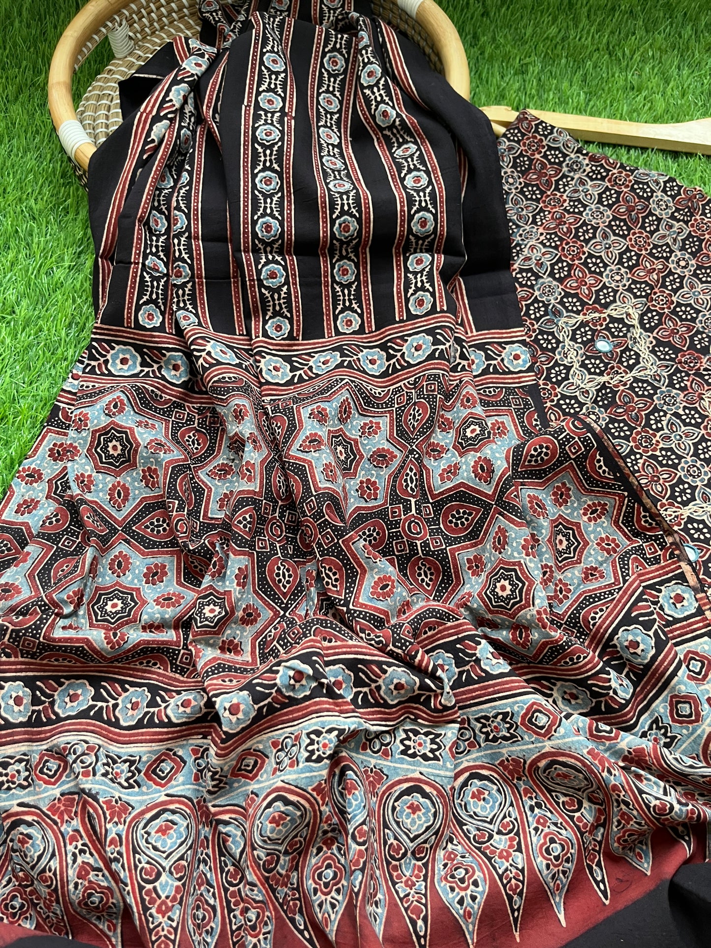 Ajrakh cotton Kurta and dupatta