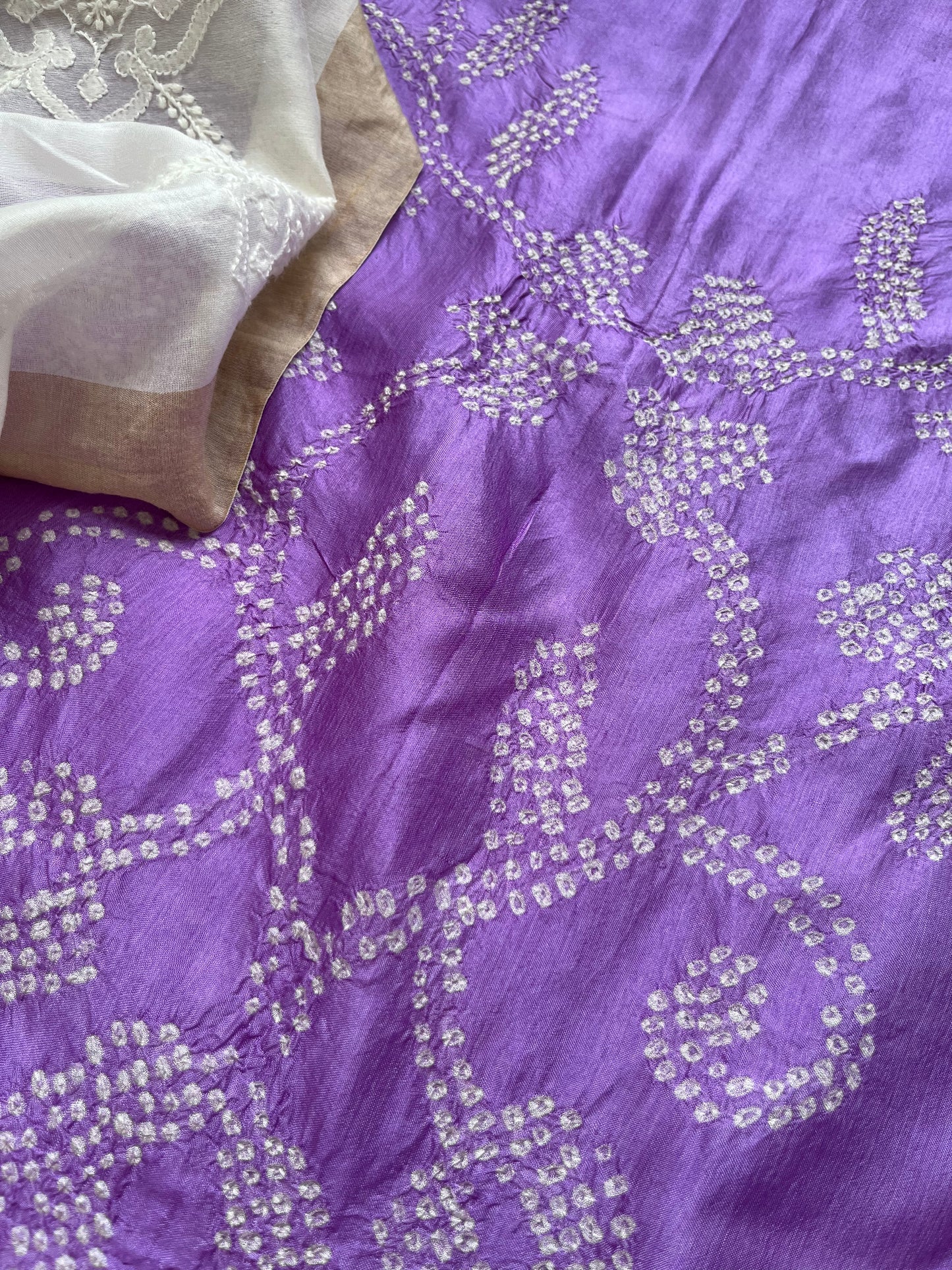 Chikankari chanderi dupatta silk bandhani kurta