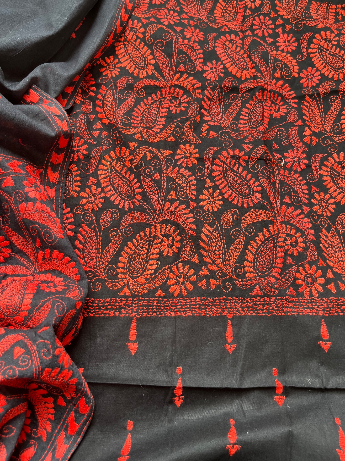Handwoven Cotton Kantha Kurta Dupatta
