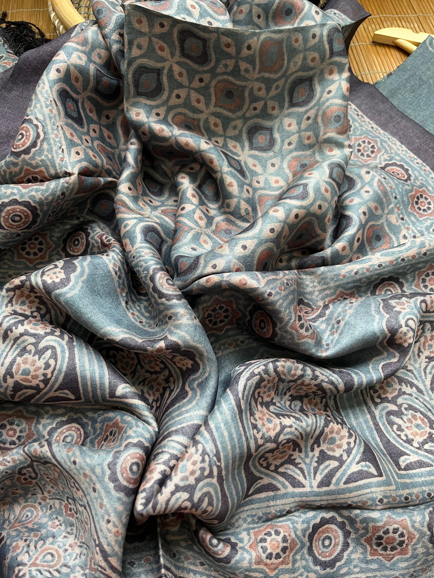Tussar silk Ajrakh Kurta and dupatta