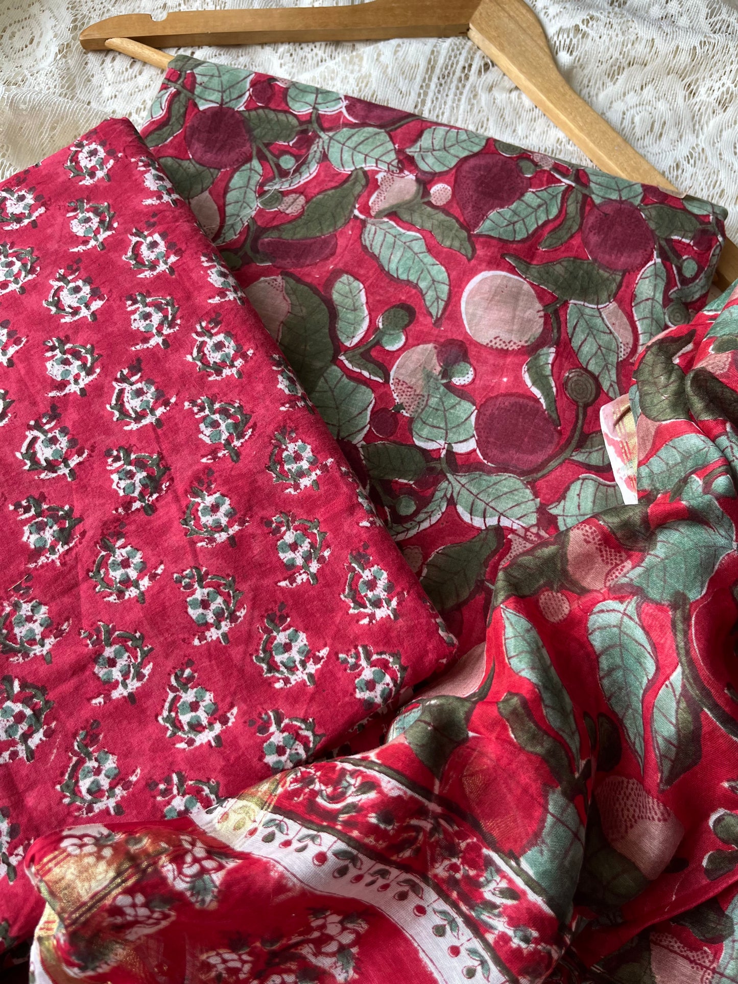 Cotton kurta bottom chanderi dupatta