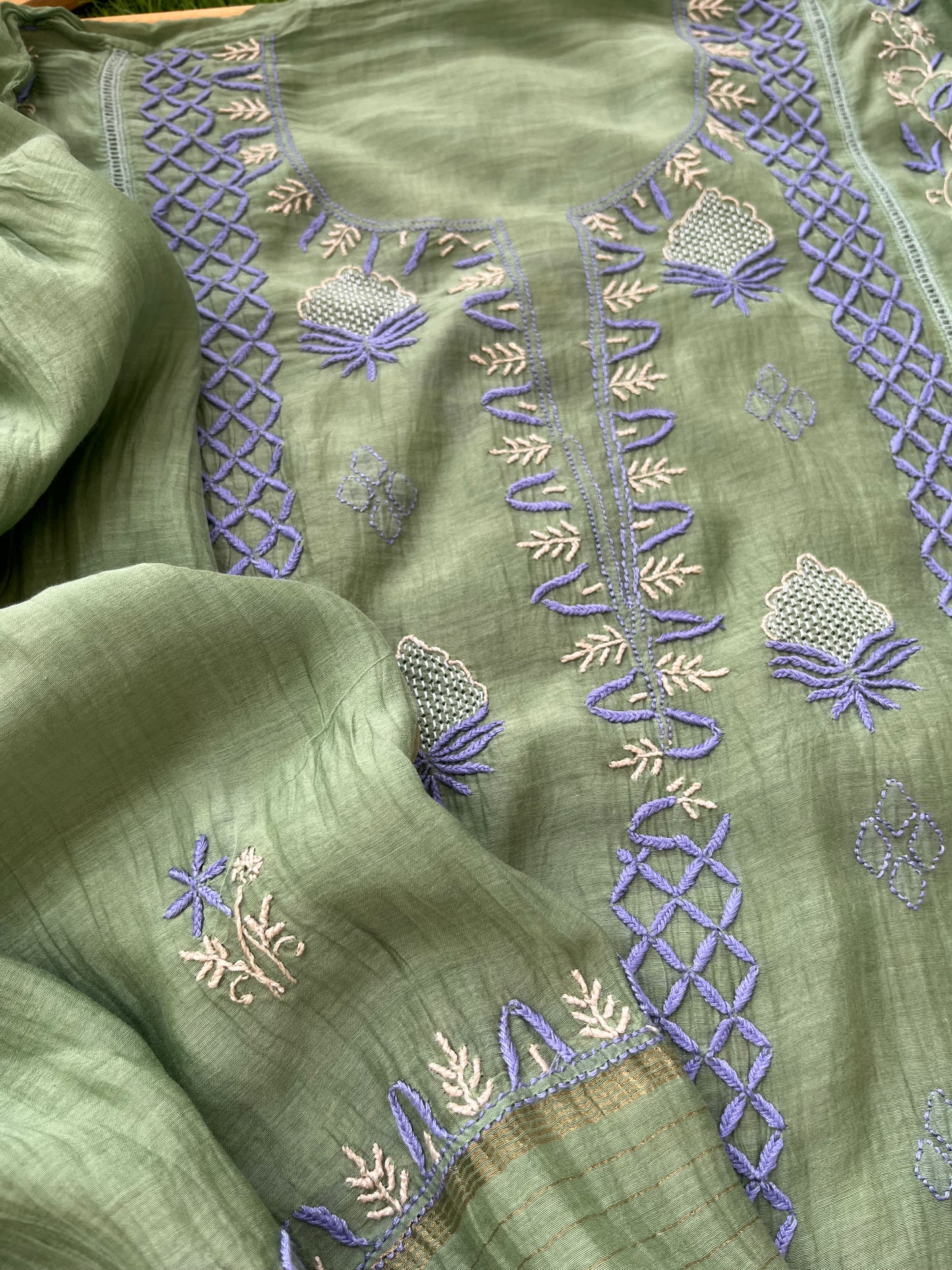 Chanderi Chikankari Kurta Dupatta
