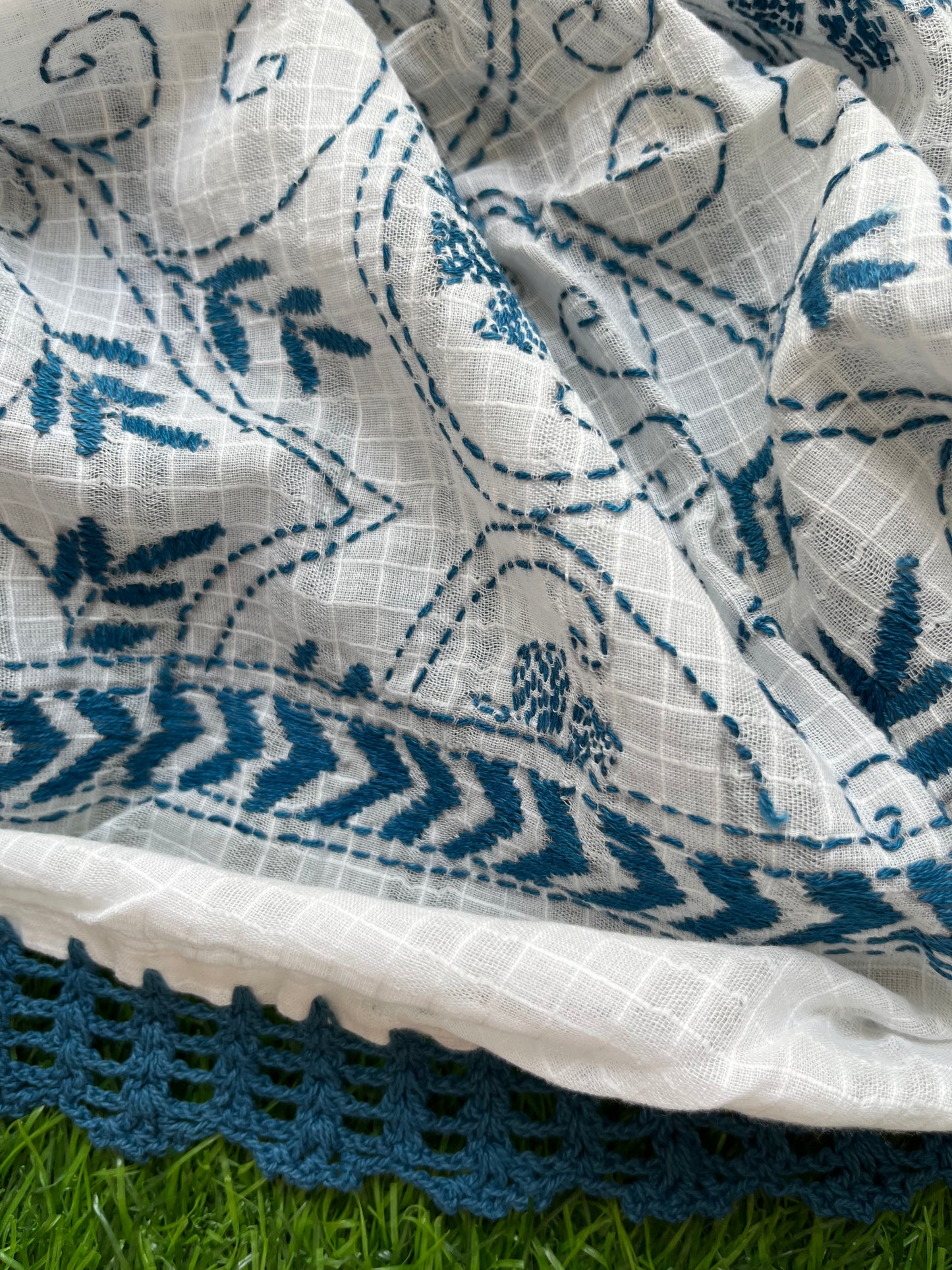 Handwoven Cotton Dupatta with mangalgiri cotton kurta Bottom