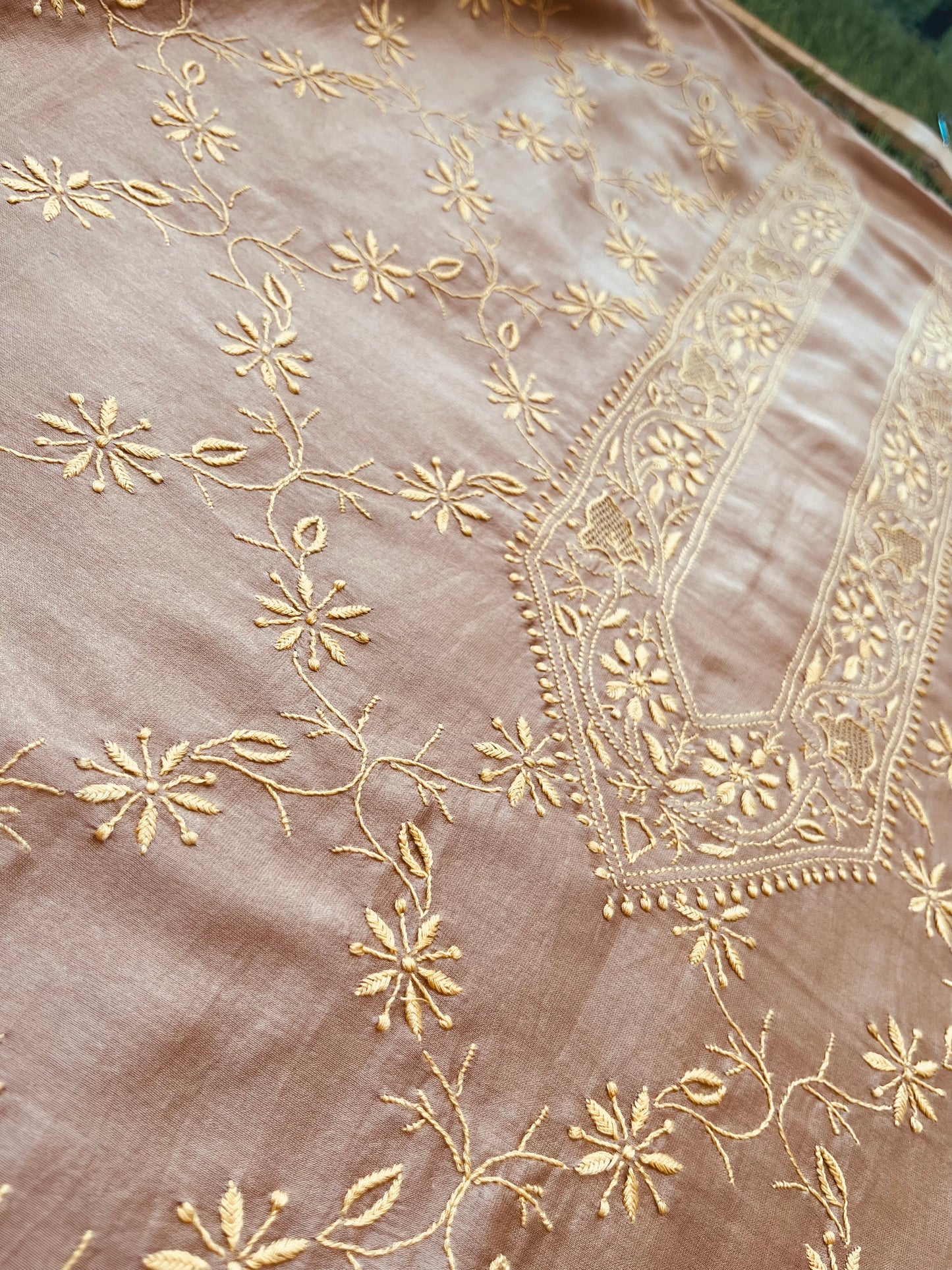 Chanderi chikankari kurta
