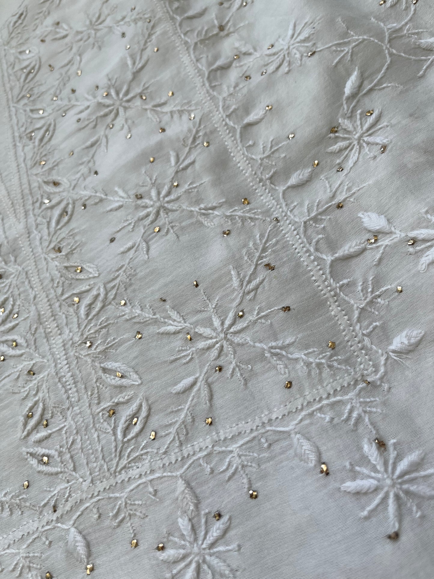 Chanderi Chikankari Kurta organza silk Dupatta