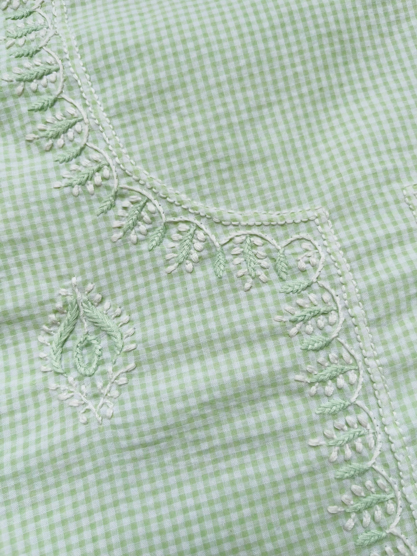 Cotton check chikan kurta