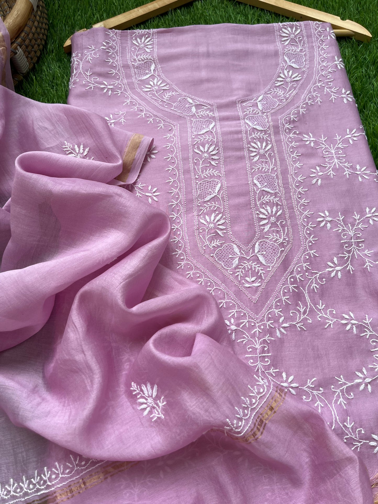 Chanderi Chikankari Kurta Dupatta