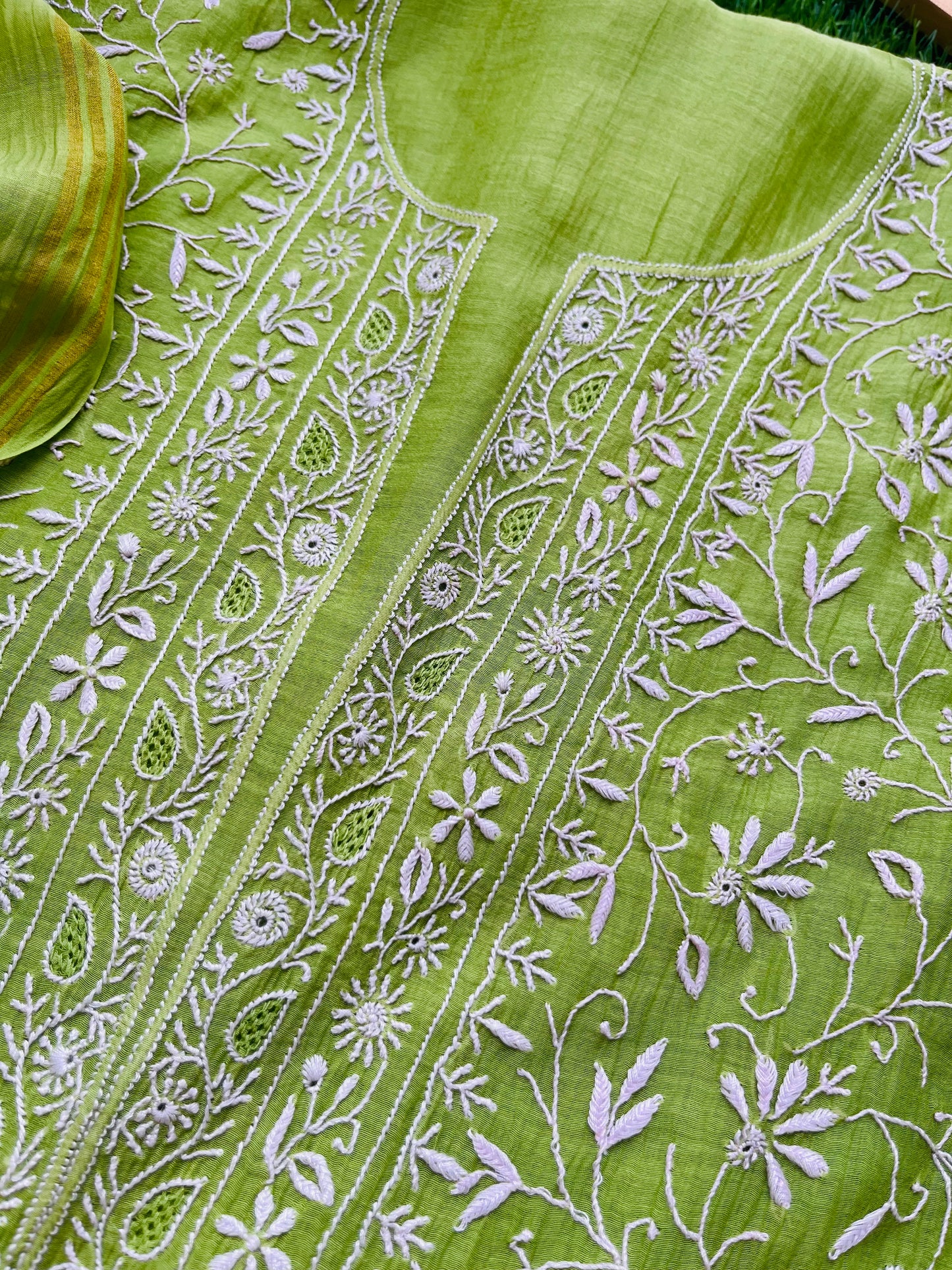 Chanderi Chikankari Kurta Dupatta