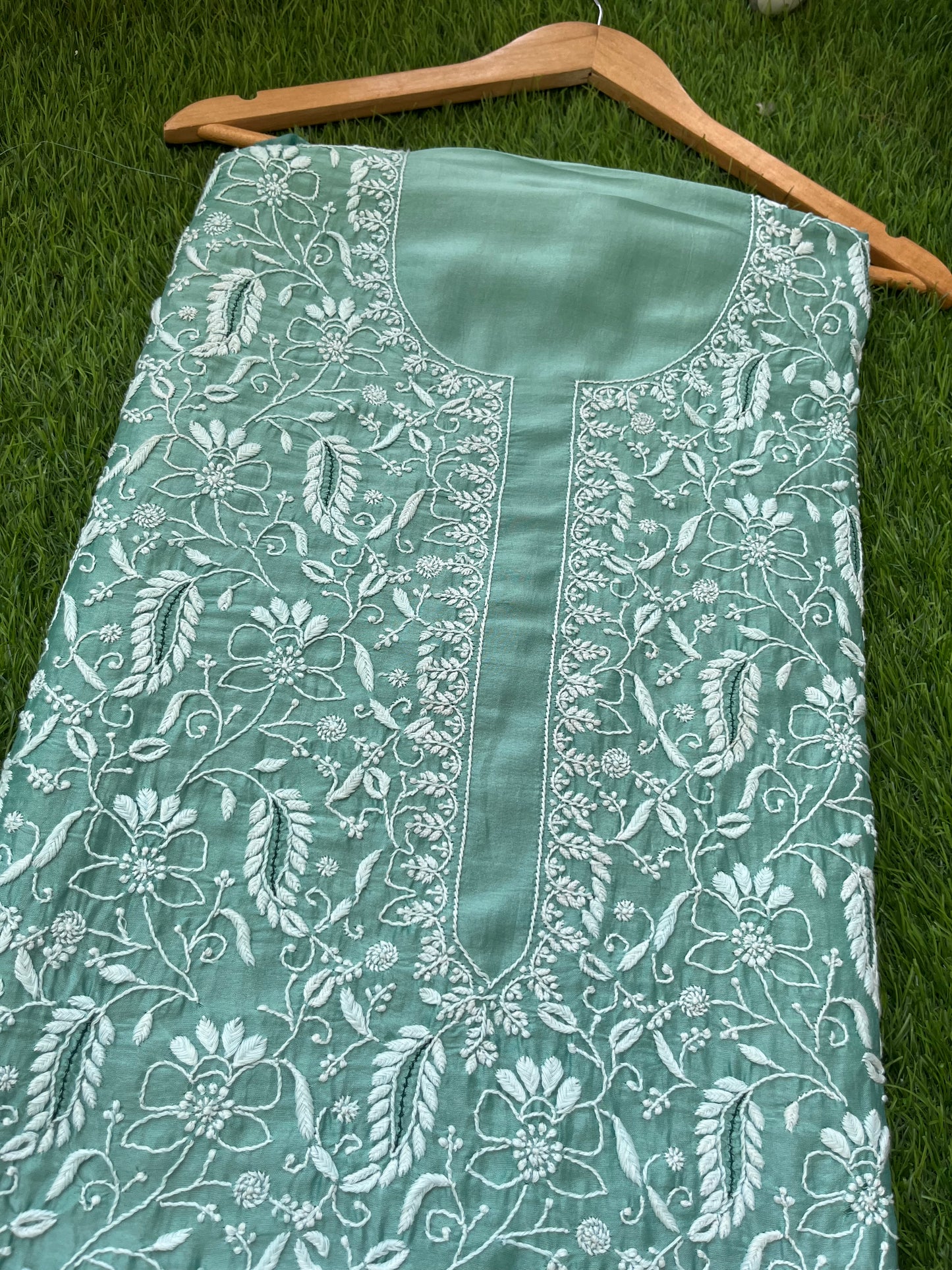 Chanderi chikankari kurta
