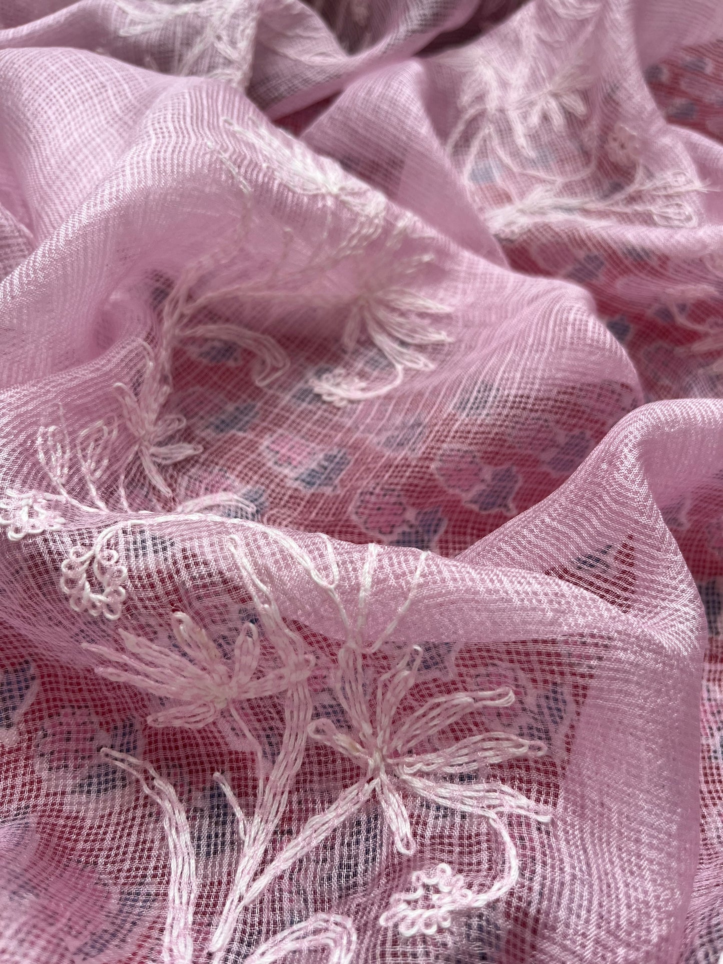Kota silk Chikankari Dupatta with print kurta bottom Fabric
