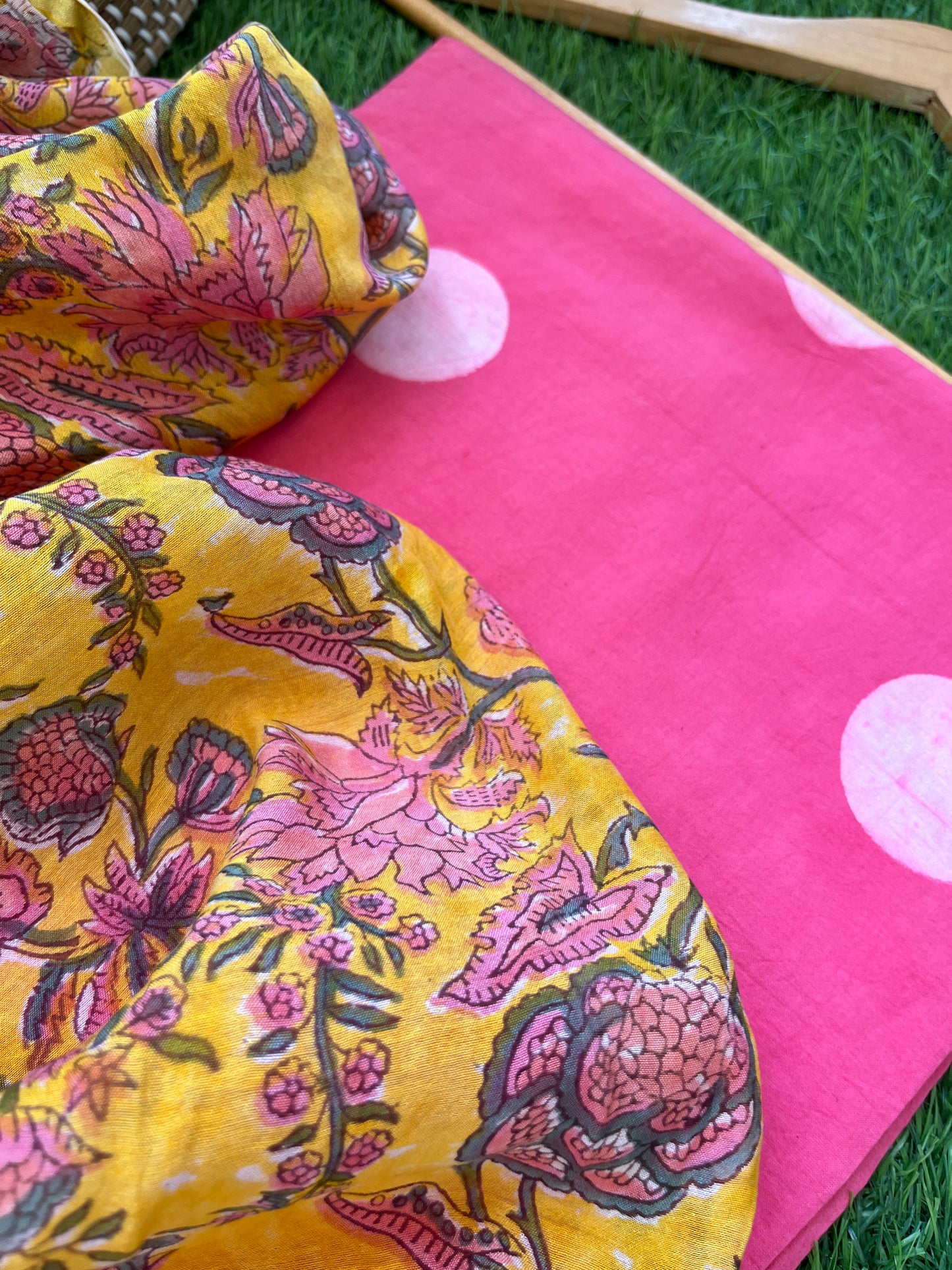 Block print kurta fabric chanderi dupatta