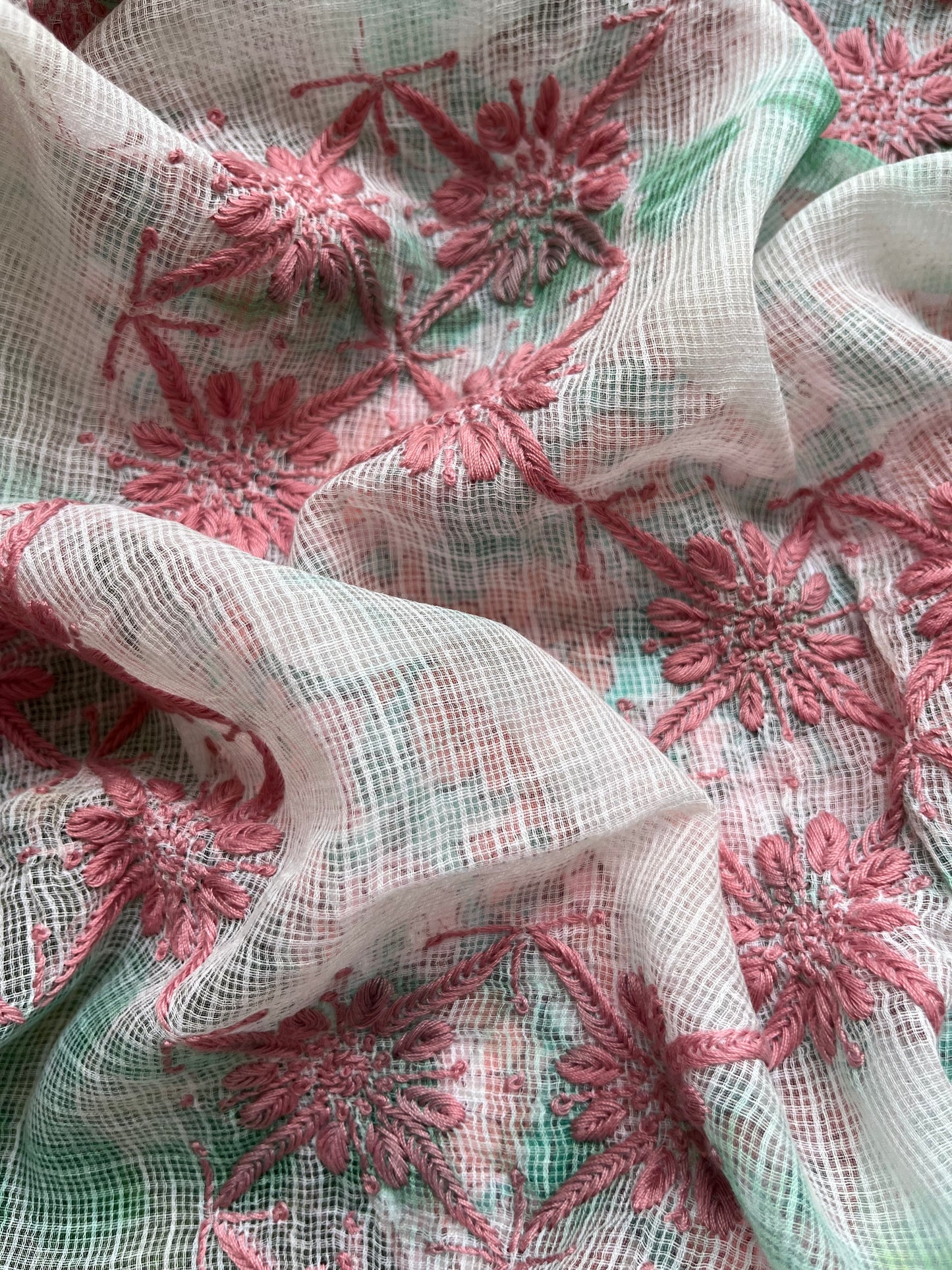 Kota Chikankari Dupatta with print kurta bottom Fabric