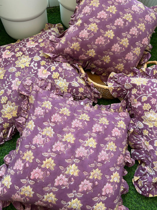 Cotton block print cushion cover