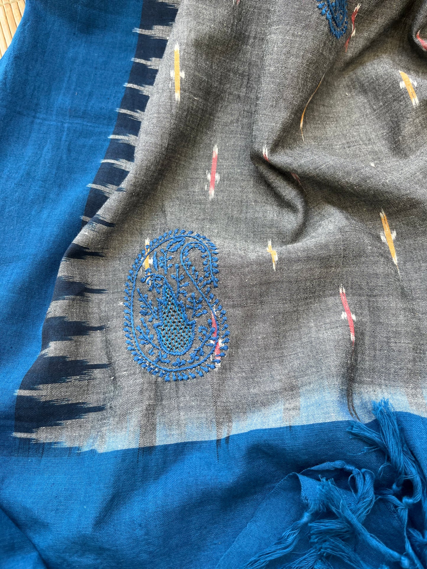 Double ikkat chikankari Dupatta