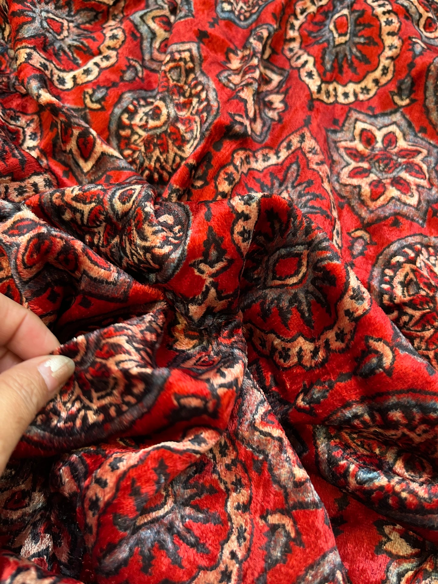 Velvet Ajrakh Kurta fabric