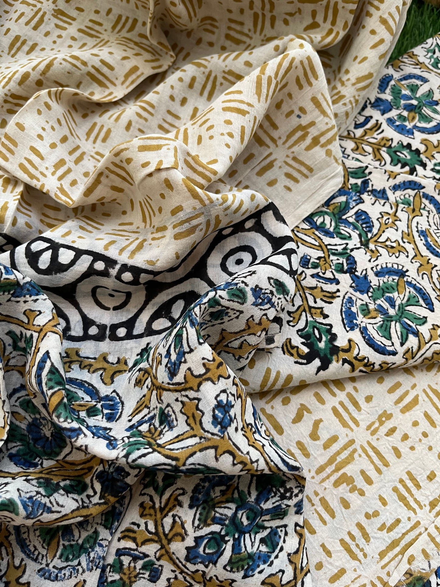 Cotton Kalamkari block print kurta bottom Dupatta