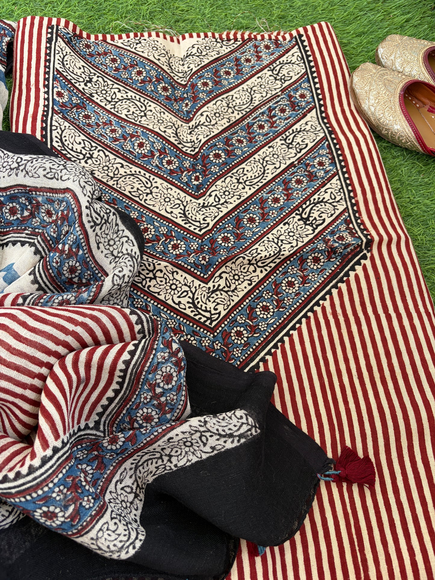 Linen Ajrakh Kurta and dupatta
