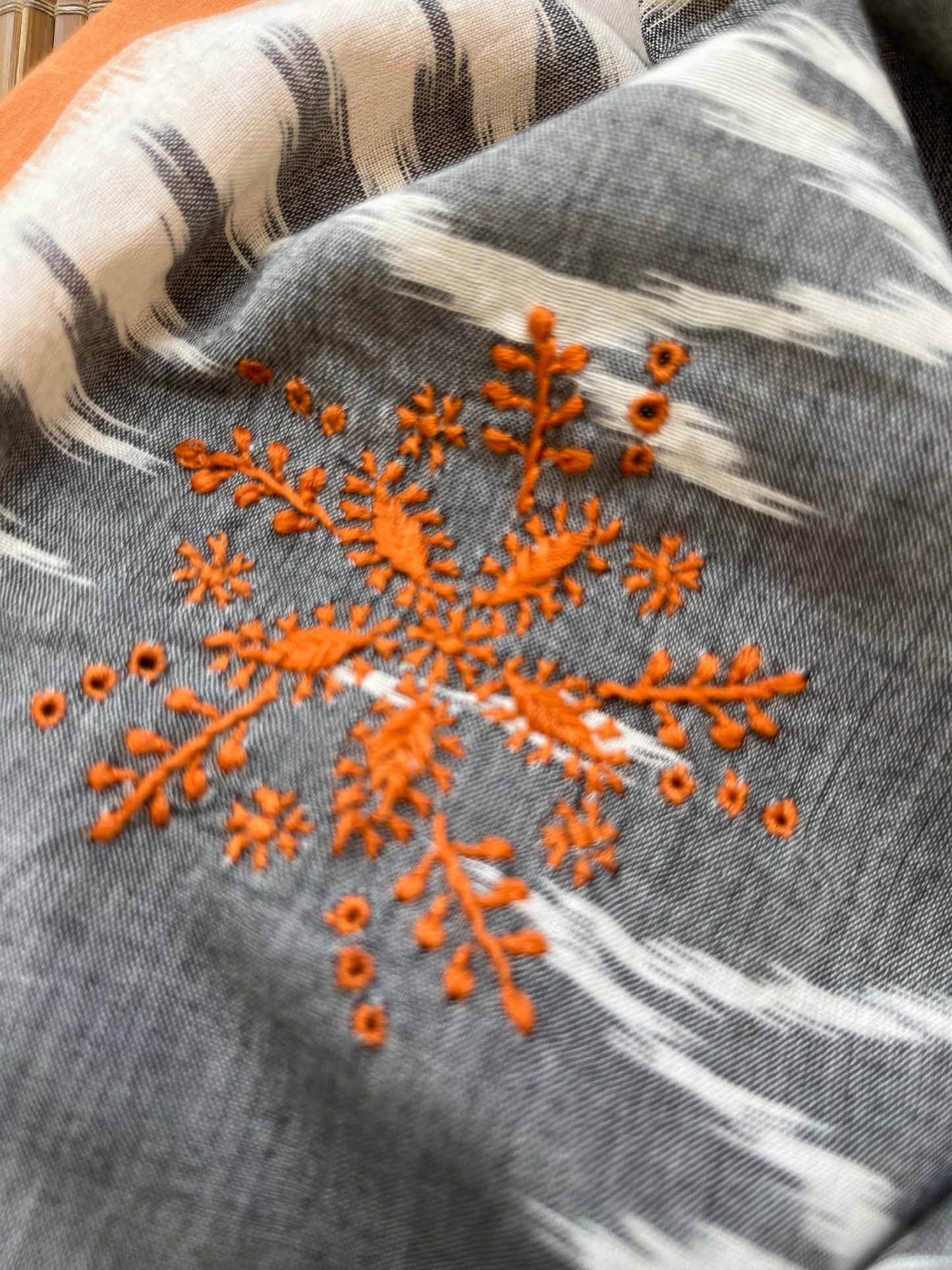 Double ikkat chikankari Dupatta
