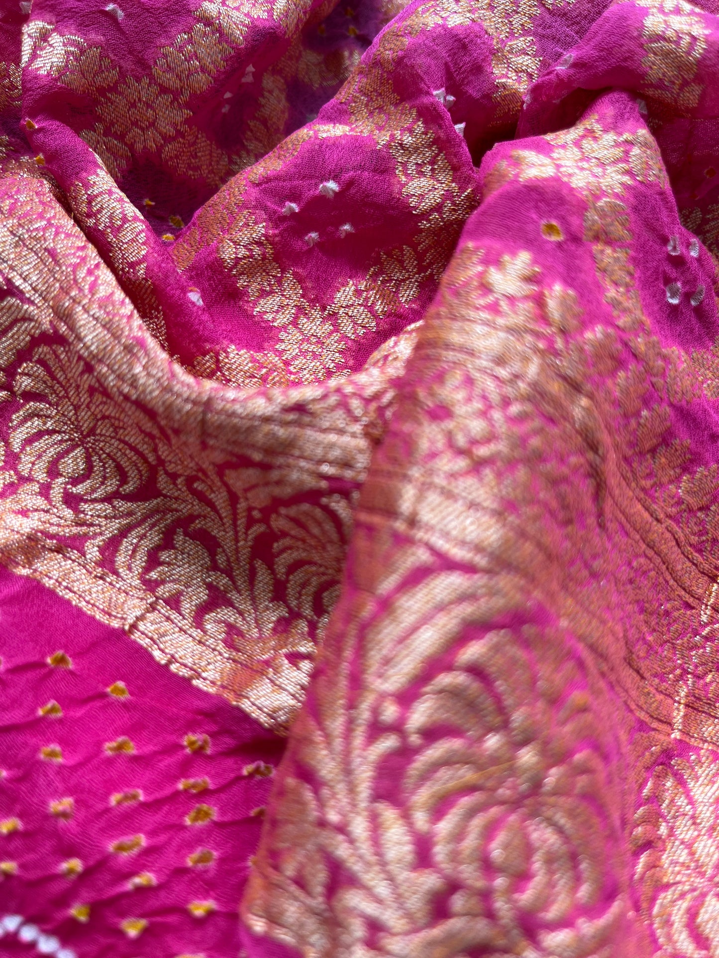 त्योहार् -Banarasi bandhani georgette dupatta chanderi fabric