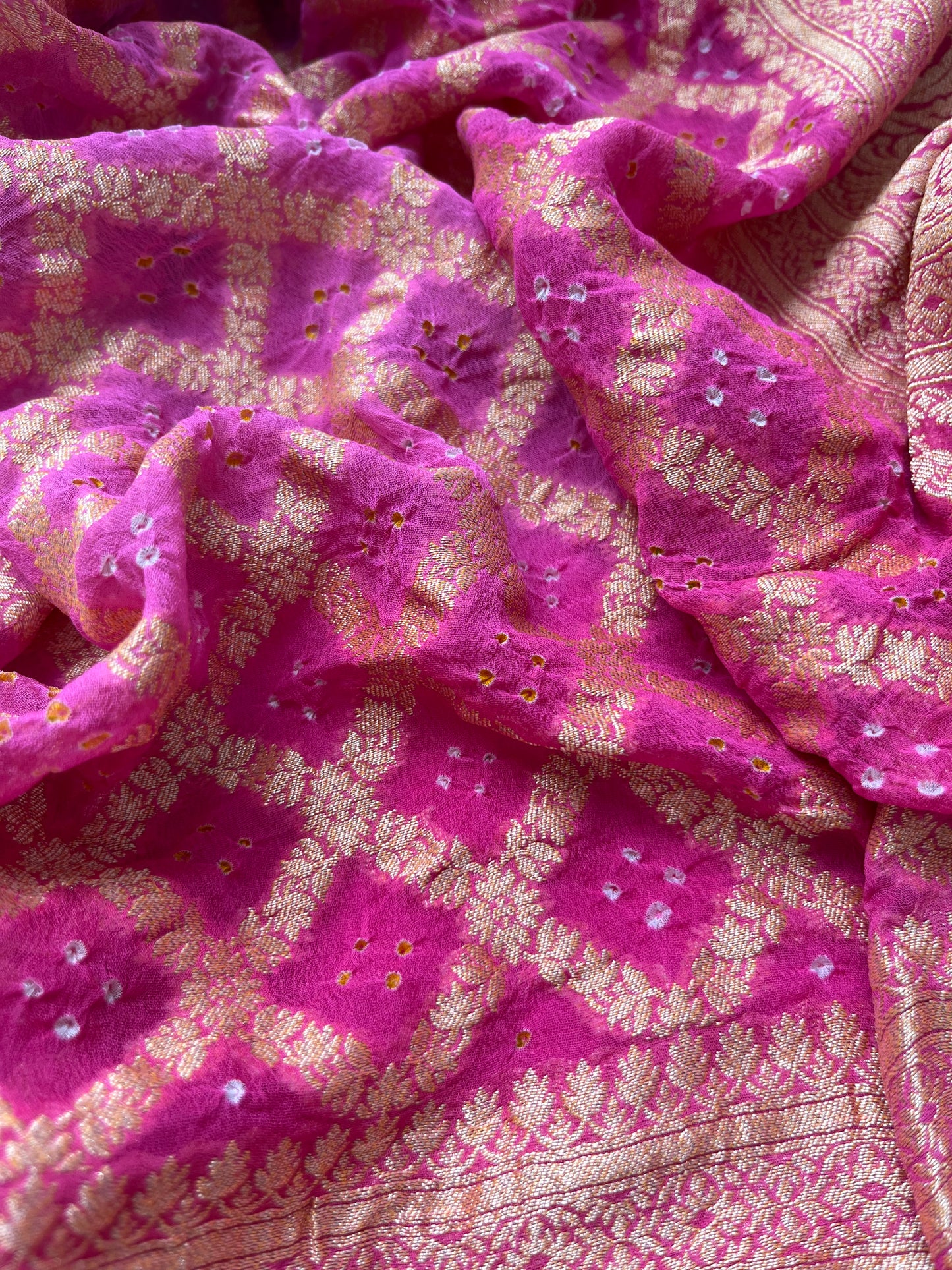 त्योहार् -Banarasi bandhani georgette dupatta chanderi fabric