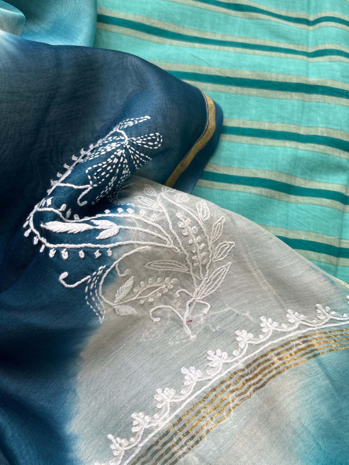 Cotton kurta bottom chikankari dupatta