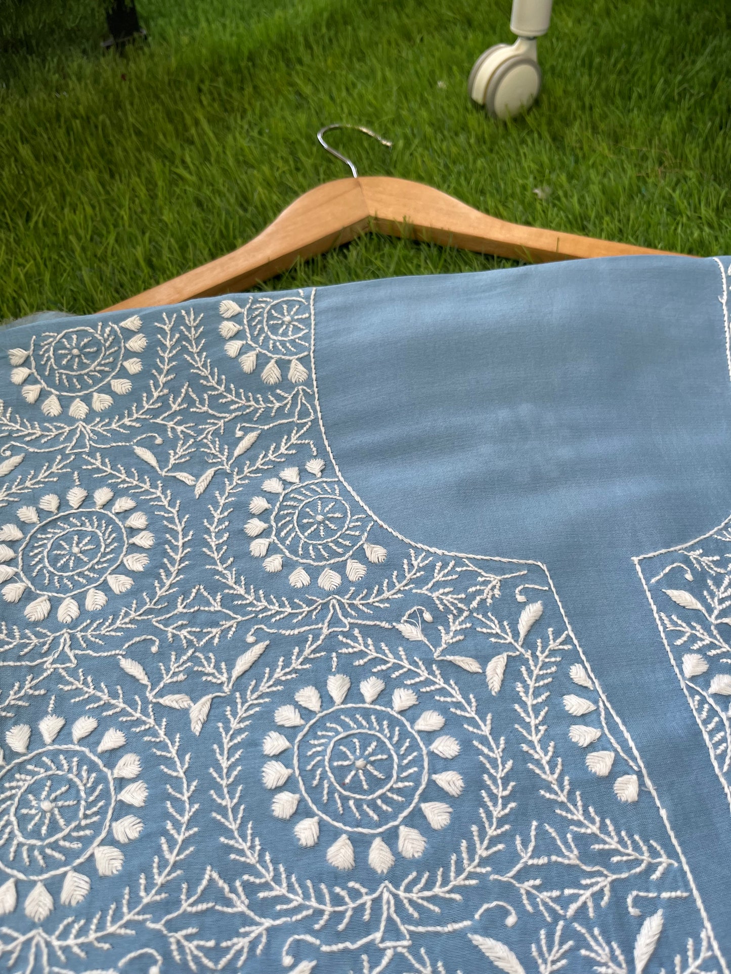 Chanderi chikankari kurta