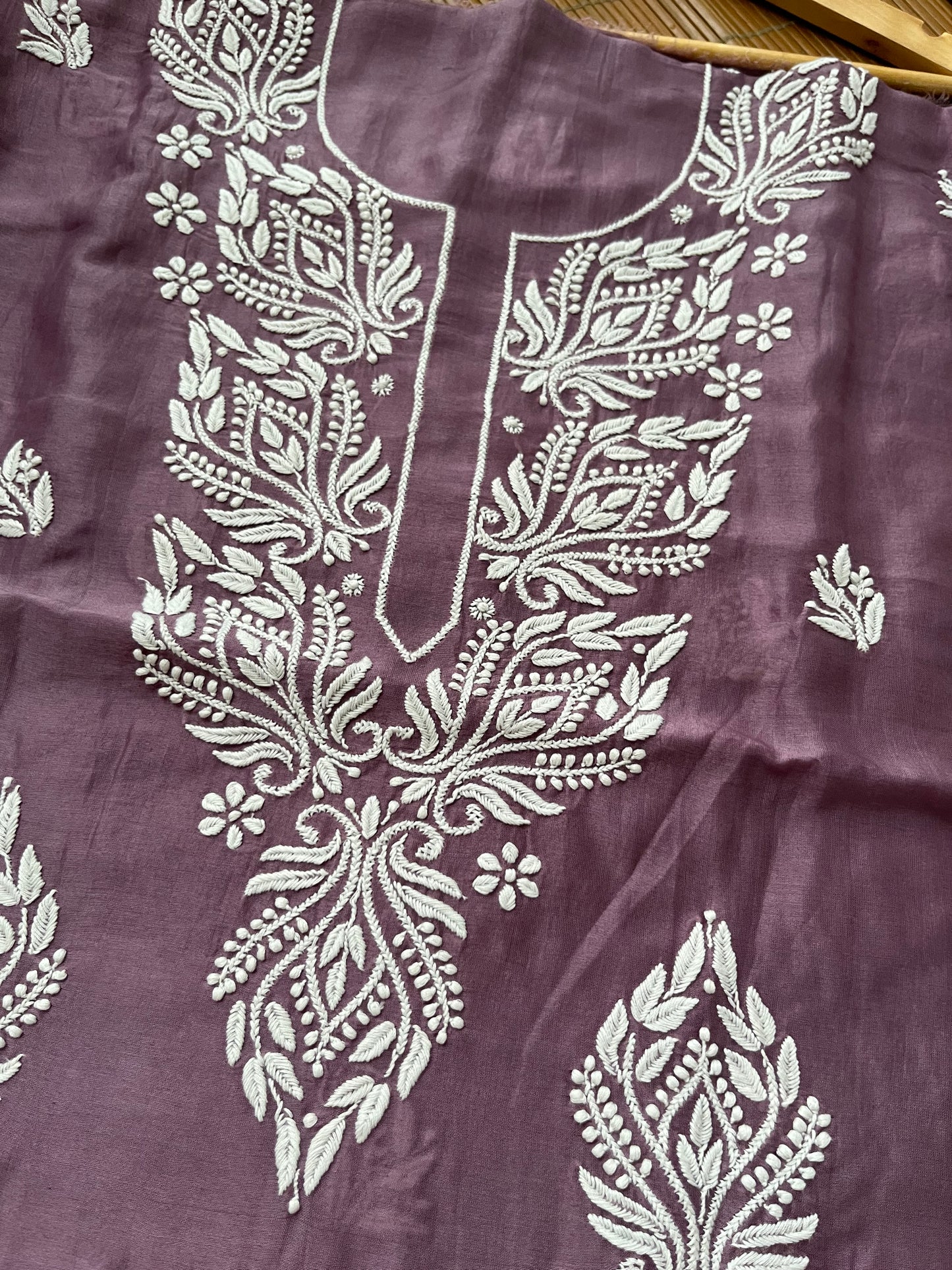 Chanderi chikankari kurta