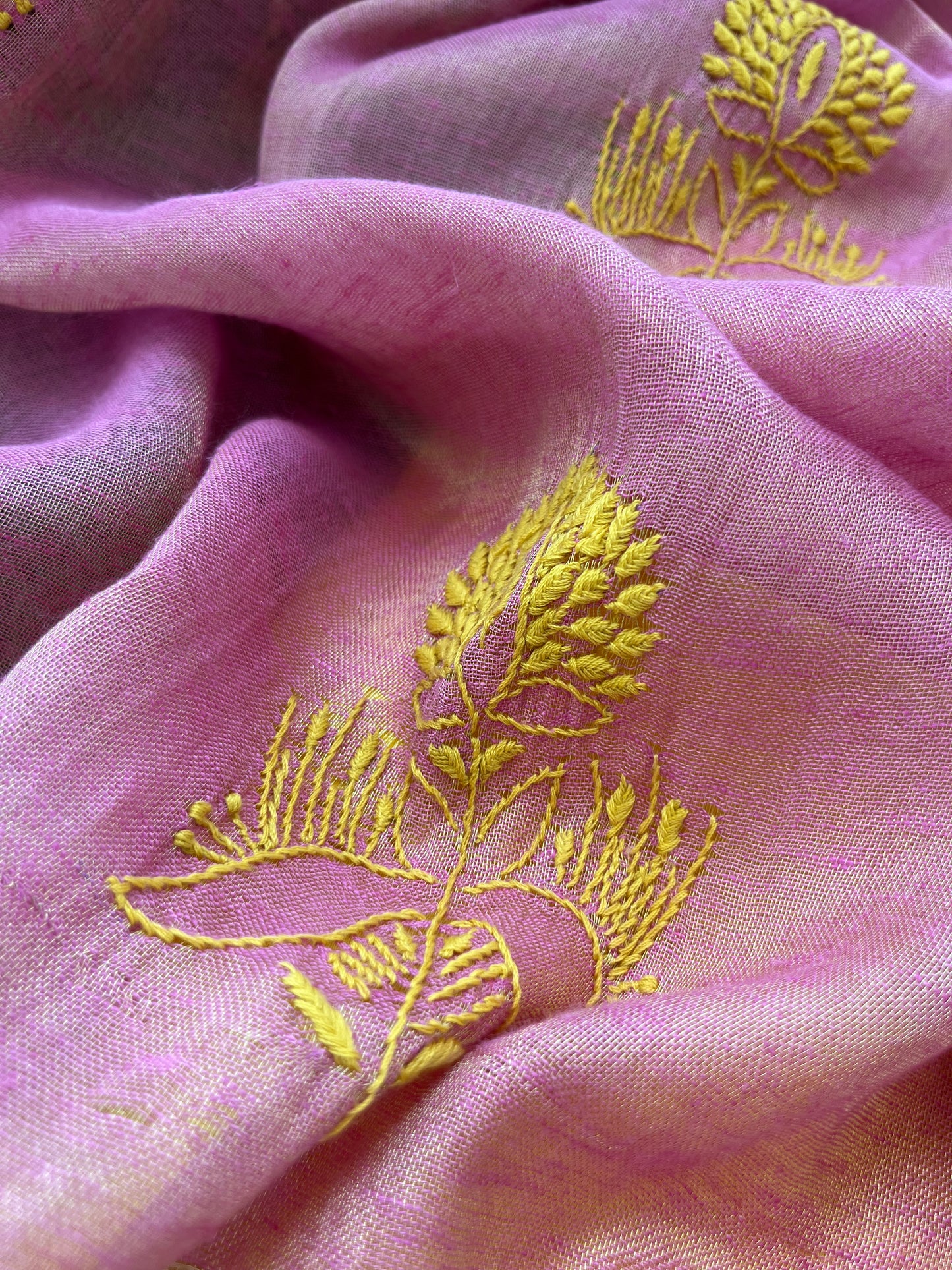 Chanderi kurta bottom fabric linen tissue chikan work dupatta