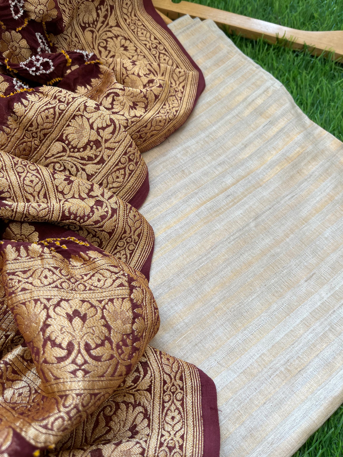 त्योहार् -Banarasi bandhani georgette dupatta silk kurta fabric