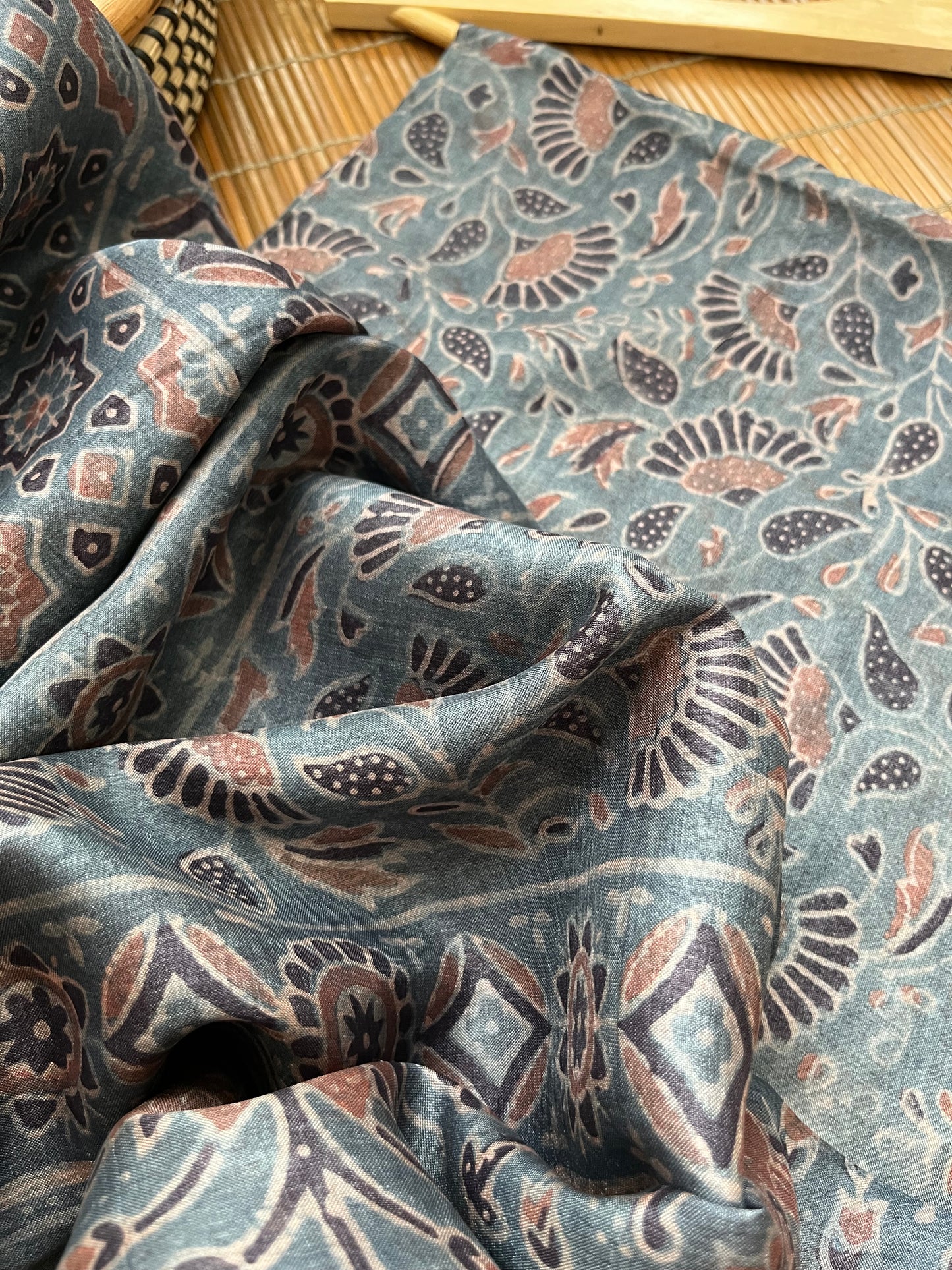 Tussar silk Ajrakh Kurta and dupatta