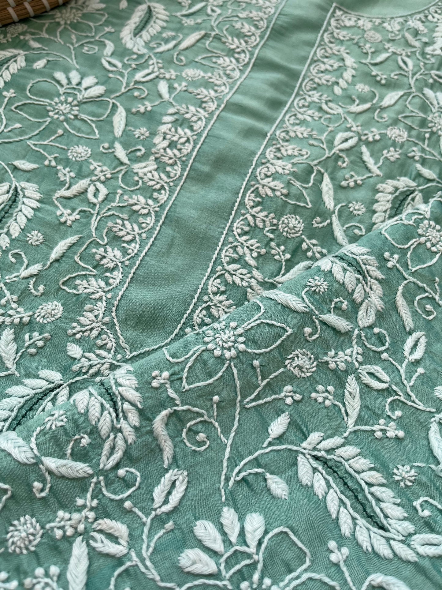 Chanderi chikankari kurta