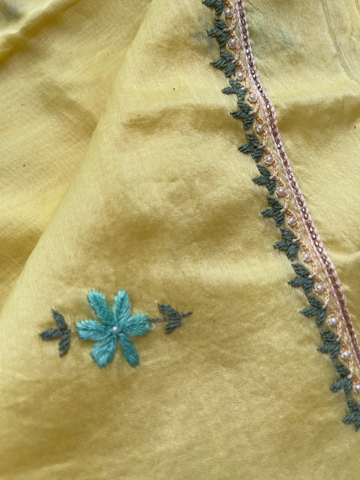 Hand embroidered chanderi kurta kota silk chikan work dupatta